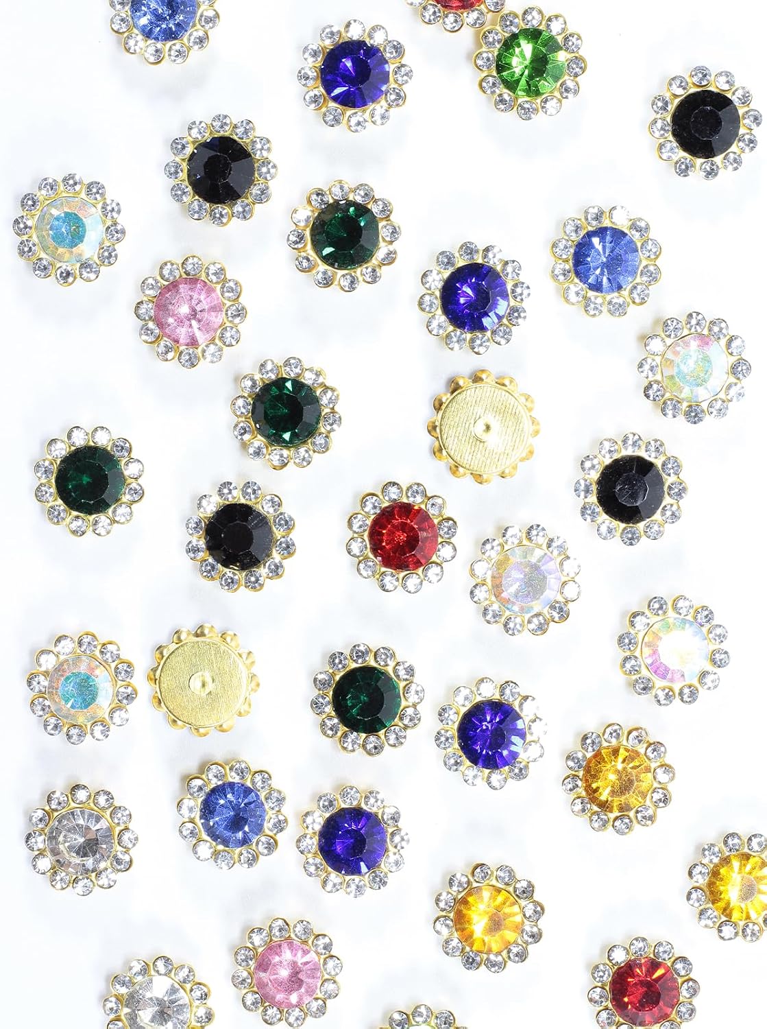 Rhinova 12mm Sew-On Rhinestones for Crafting, 200 Pcs Flower Gems