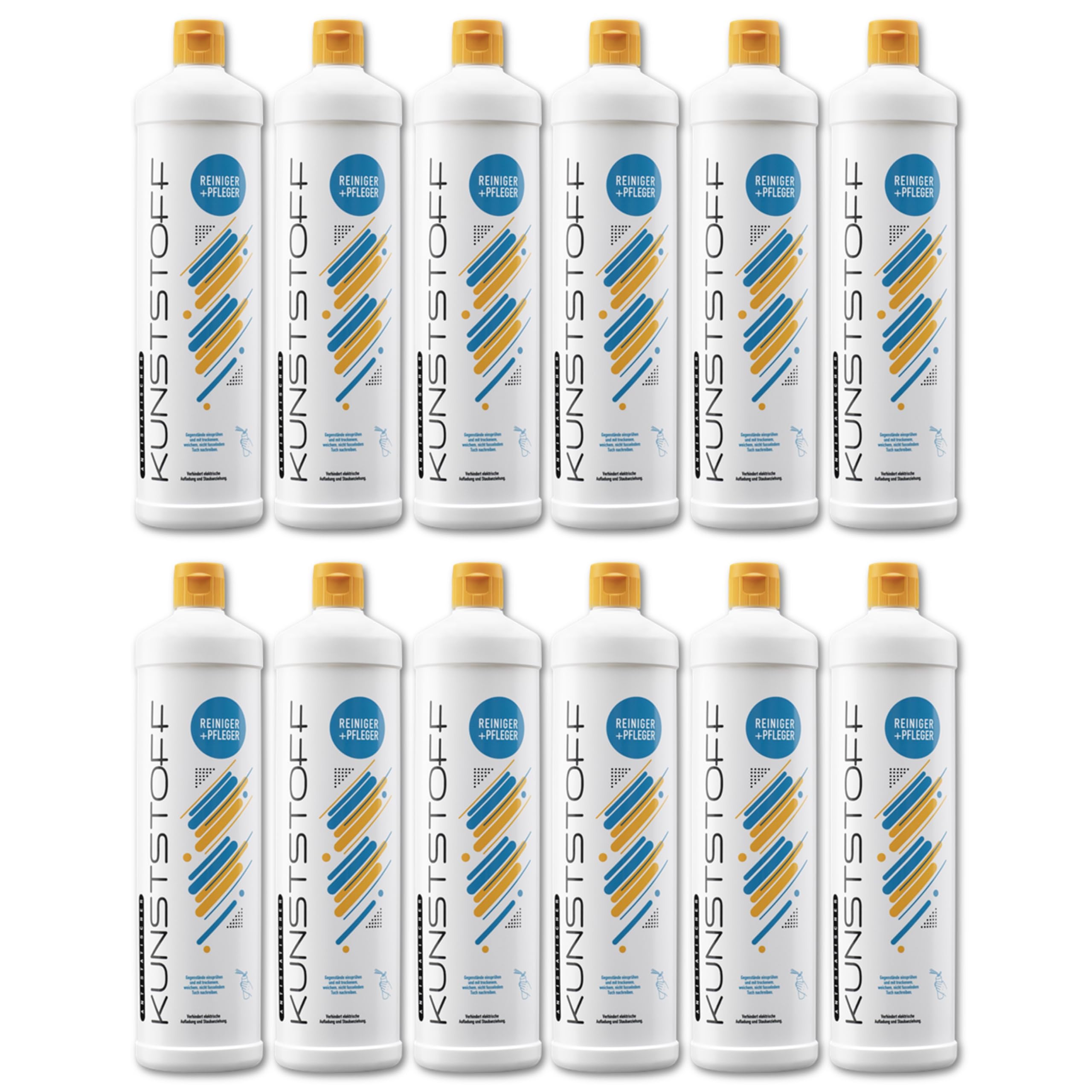 Antistatischer Kunststoffreiniger 12 x 500 ml Großpackung – Kunststoff Reiniger & Pfleger antistatisch – entfernt Staub, Fett & Schmutz – für Auto, Haushalt & Gewerbe – Isopropanol