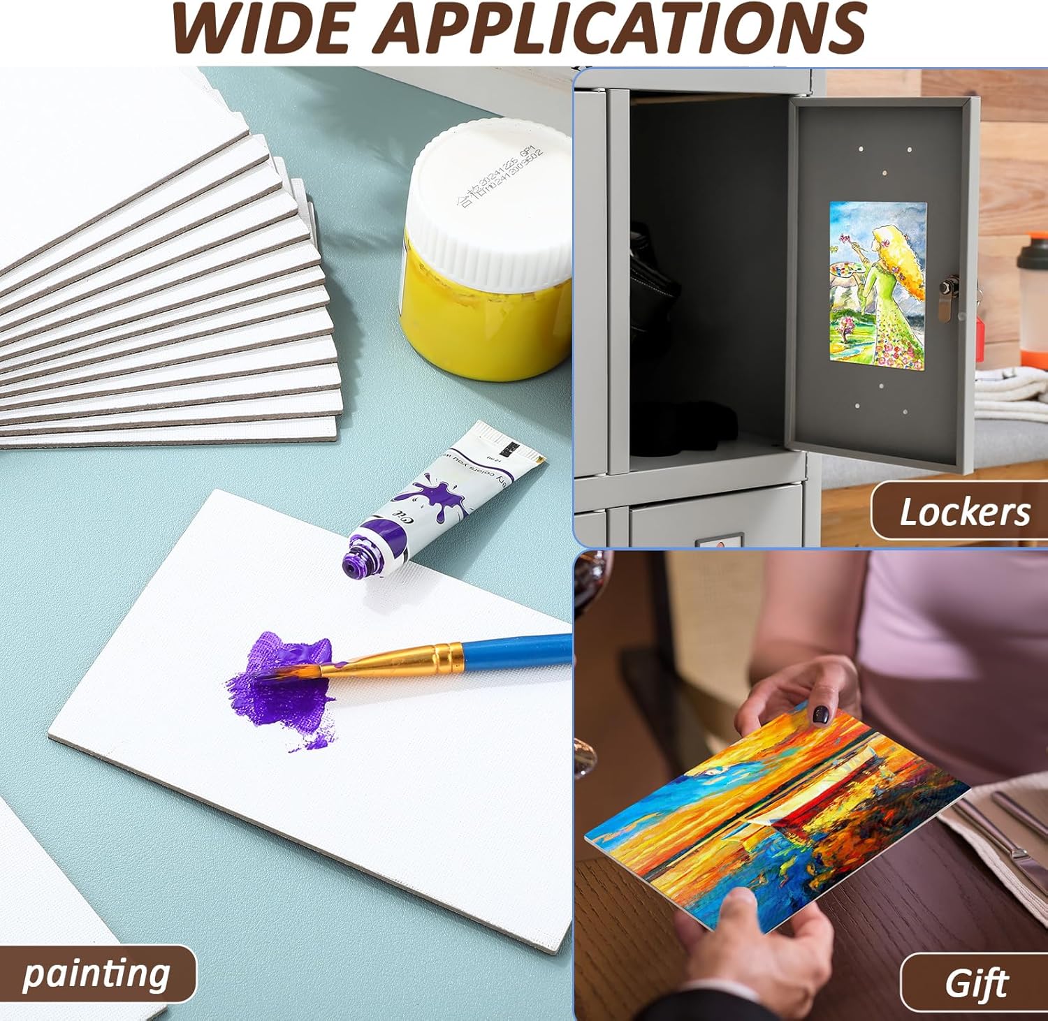 Honoson 30 Pack Magnetic Canvas Panel for Painting 4 x 6 Inch Large Square Flat Canvas Board with Magnet Back Art Gift Craft Set Bulk Pack Tiny Thin Canvases for Refrigerator Decor