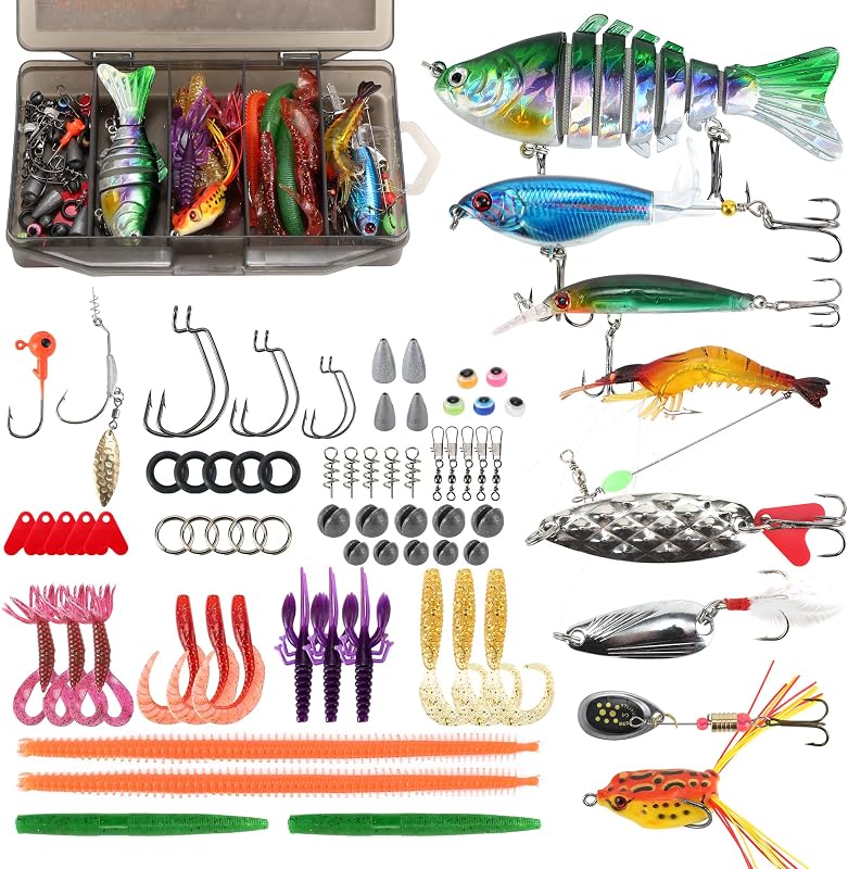 Fishing Lures Tackle Box Bass Kit,Saltwater & Freshwater Baits Set | 1.Bionic Swimbait and spinnerbaits 2.Suitable for beginners and gifts for kids 3.experiment with different techniques