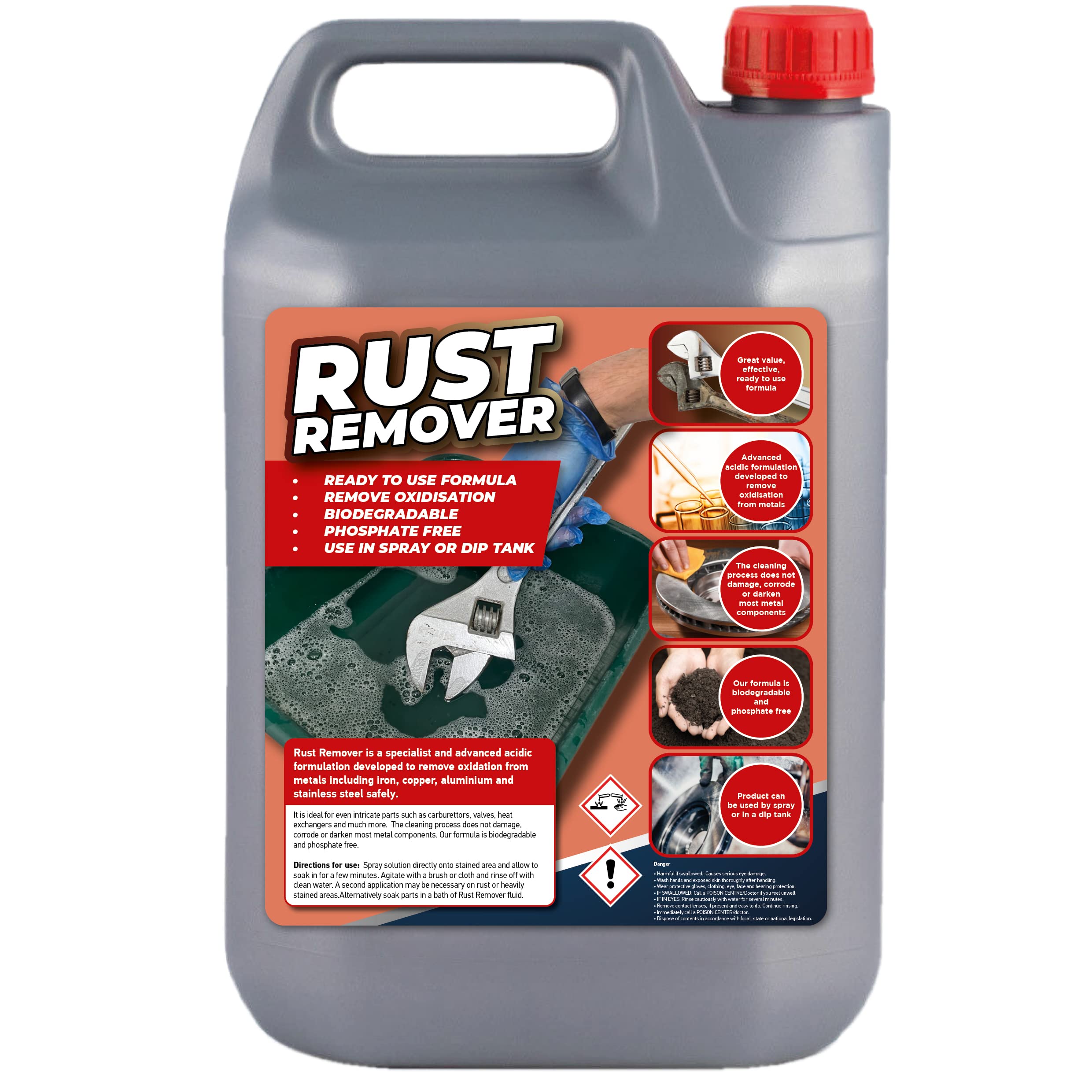 Buy 5 Litre Rust Remover Solution/Spray/Liquid Removes Rust Back To Bare Metal Water Soluble