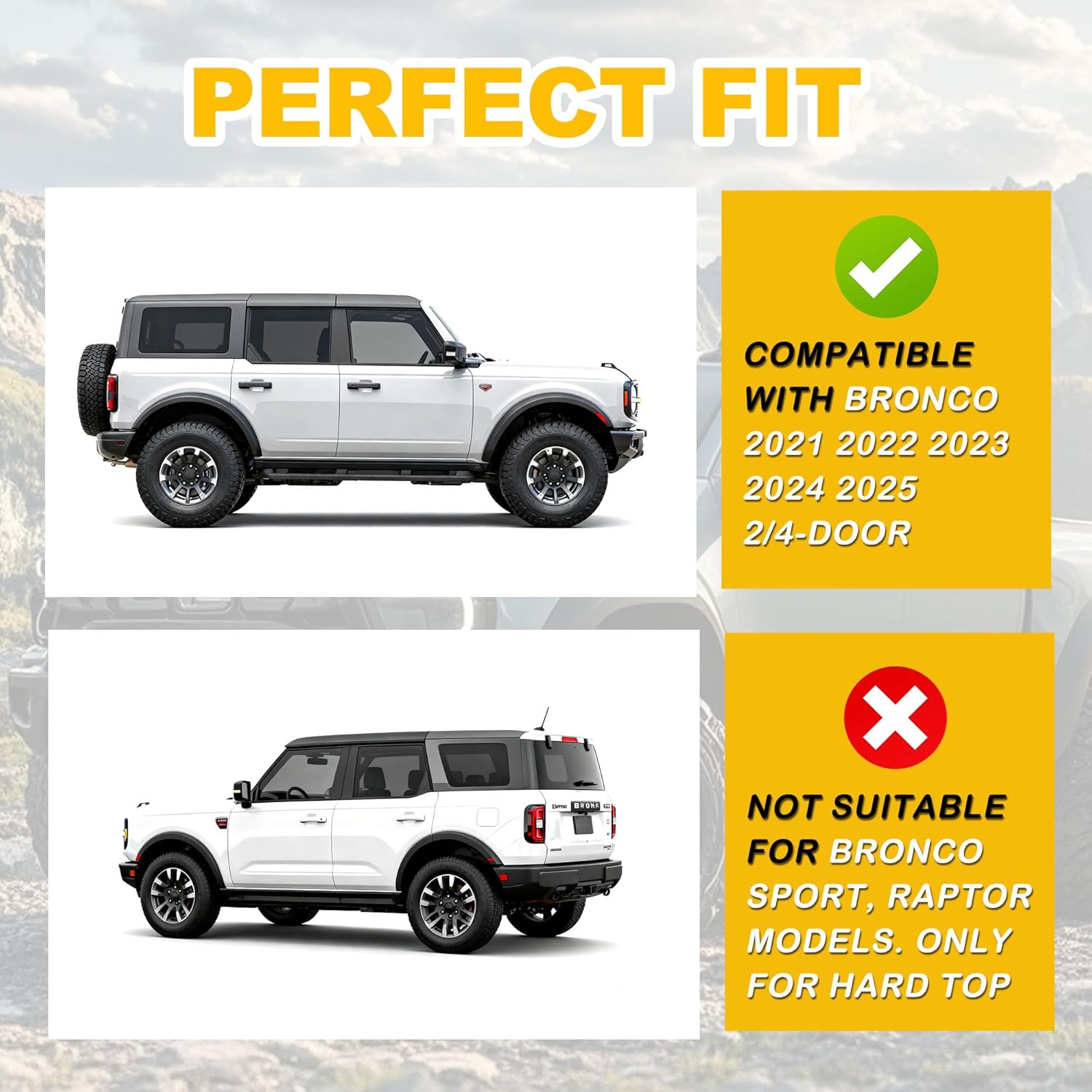 LED Rear Window Lights for Bronco 2/4-Door 2021 2022 2023 2024 2025 Rear Glass Hinge-Mounted Lights Reverse/Brake/Daytime Running Lamps Extra Exterior Accessories (Only for Hard top)