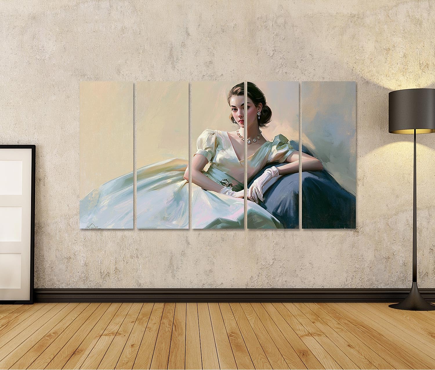 islandburner Bild auf Leinwand Zeitlose Eleganz Porträt Kunstdruck Wohnzimmer Für Kunstliebhaber - 5-teilig XXL
