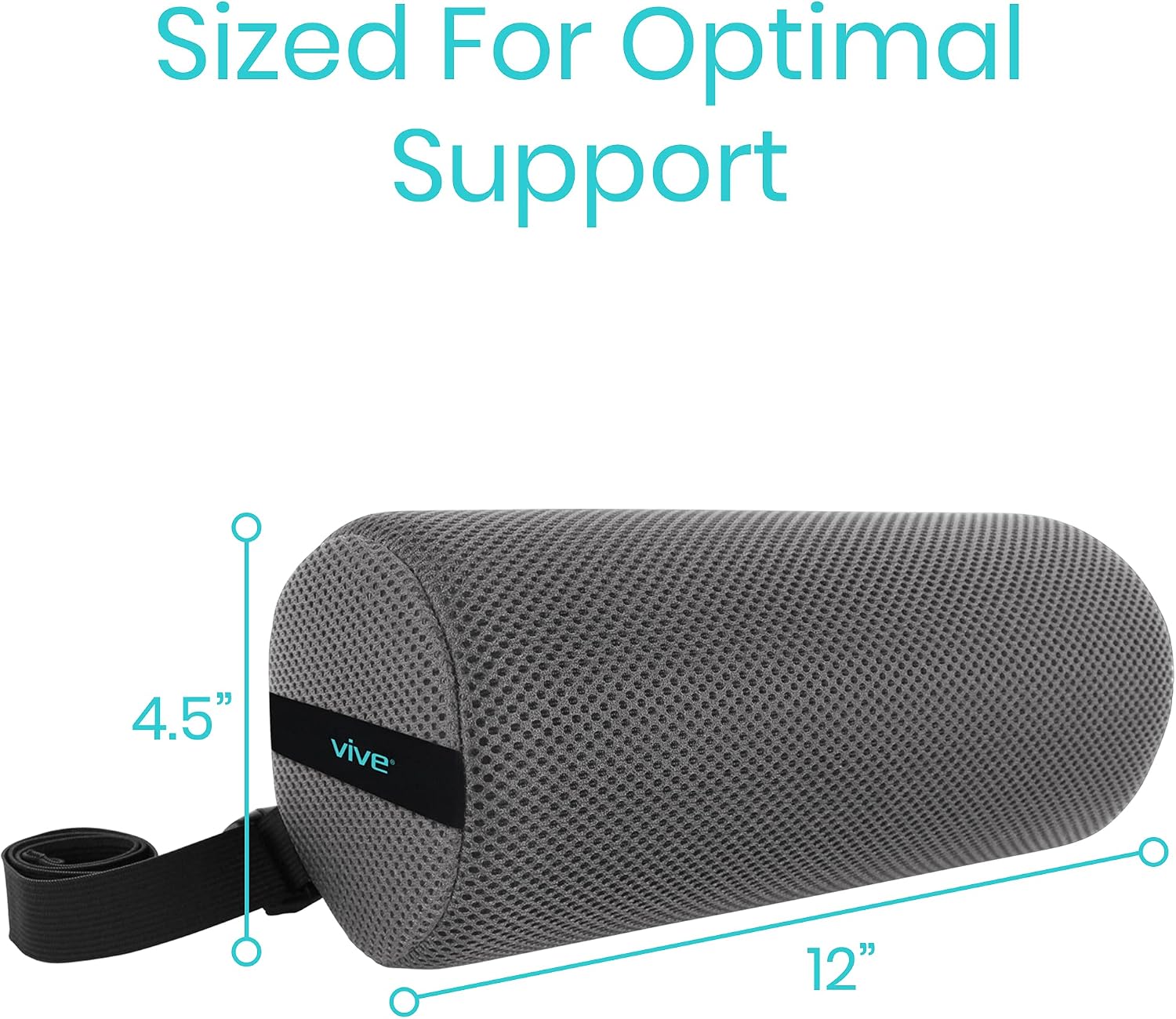 Vive Lumbar Roll - Cervical Cushion Support Pillow - Lower Back Pain Relief in Car, Office Chair, Computer - Firm Ergonomic Mesh Portable Travel Bolster - Thoracic Low Rest Posture Corrector Seat Pad