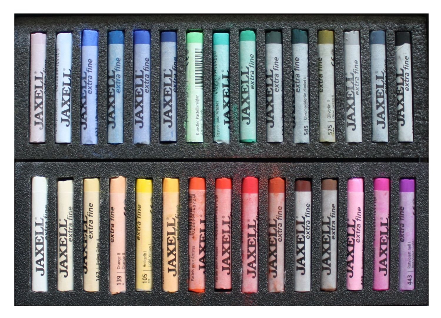 Honsell Jaxell 46030 Lot de 30 pastels d'artiste extra fins dans un étui en carton, dégradé de couleurs doux, haute brillance pour artistes, peintres amateurs, écoles, cours d'art et formation