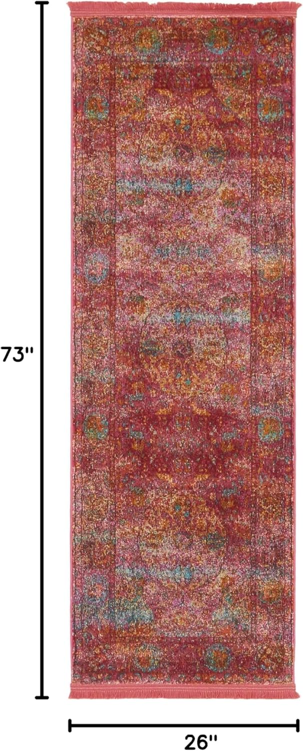 Unique Loom Baracoa Collection Area Rug - Rumba (2' 2" x 6' 1" Runner, Red/ Brown)