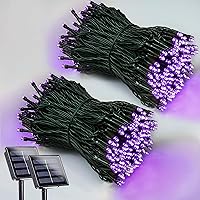 Vista 10 de Paquete de 6 tiras de luces solares de 600 LED para exteriores, luces solares de Navidad con 8 modos de iluminación, luces solares impermeables