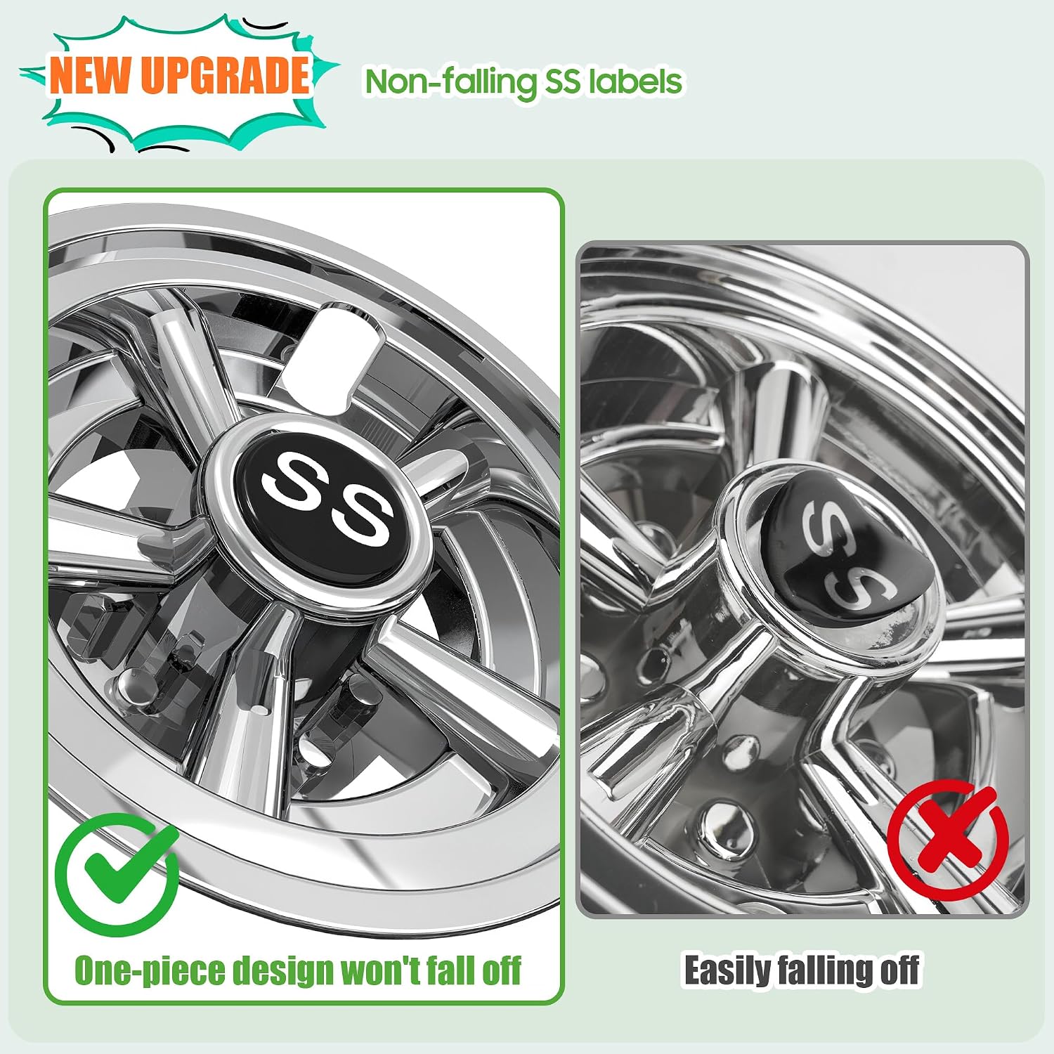 10L0L Golf Cart 8 Inch SS Wheel Covers Hub Caps for Yamaha, EZGO, Club Car, Snap-on Installation, Chrome, Set of 4 image 5