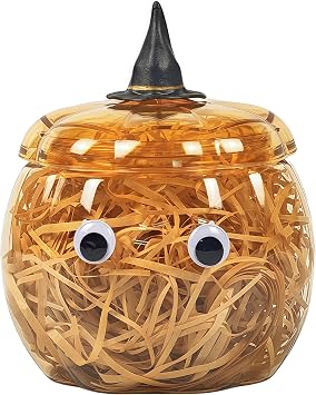 HANZE Large Pumpkin Container, Pumpkin Shaped Candy Toy Jar, Back To School, Teacher Appreciation Gift, Party Ornaments, Halloween, Thanksgiving,Christmas Decor Box - Orange, 1 Pack