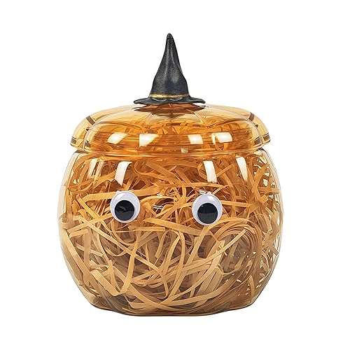 HANZE Plastic Pumpkin Jar with Lid – 25oz/740ml Halloween, Thanksgiving