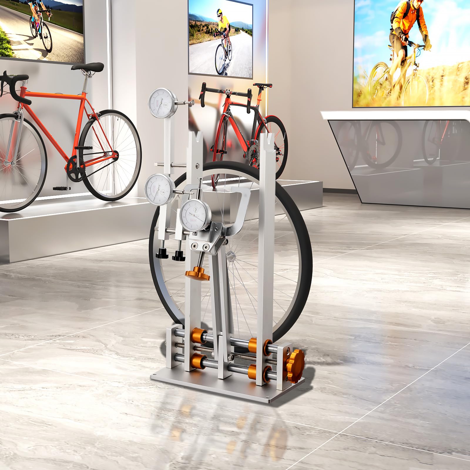 LALABU Fahrrad Zentrierständer mit 3 Messuhren, CNC-Aluminium