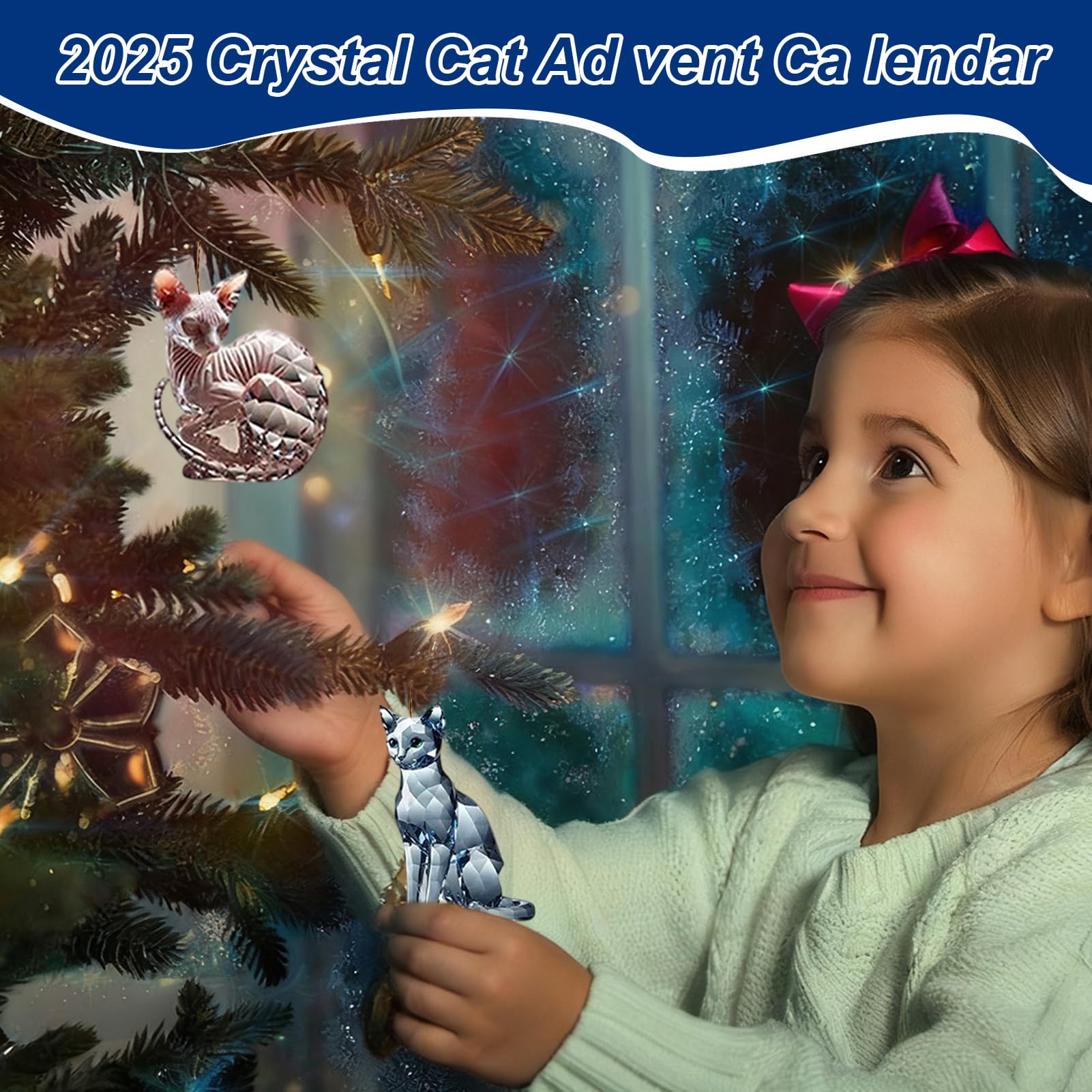 Calendrier De L'Avent 2025 En Chat Cristal - 24 Pendentifs Acrylique 2D, Décompte Noël Décoratif - 13