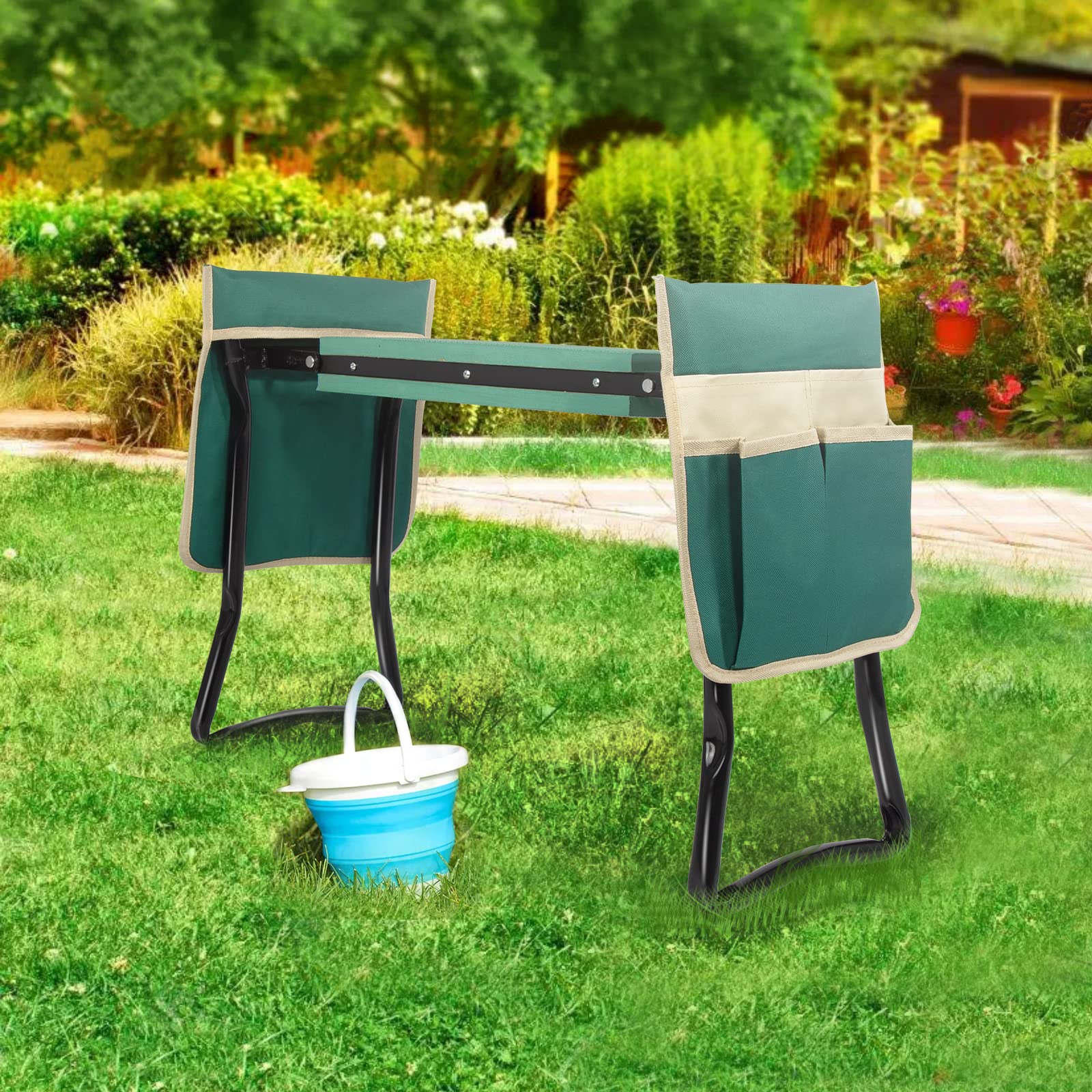 Uten Tabouret de Jardin à Genoux Pliable 2 en 1 - Agenouilloir et Siège de Jardinage Portable