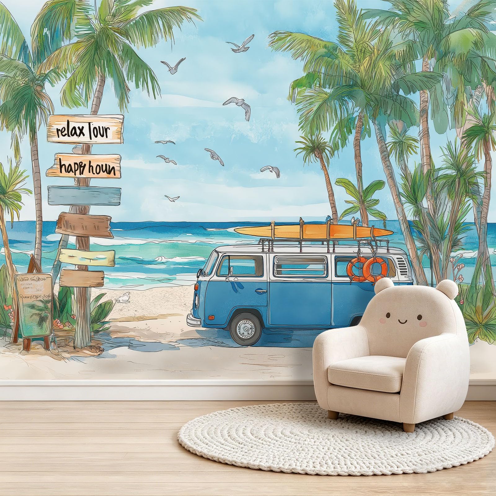 Papier peint intissé plage pour agrandir une chambre ou un salon sombre