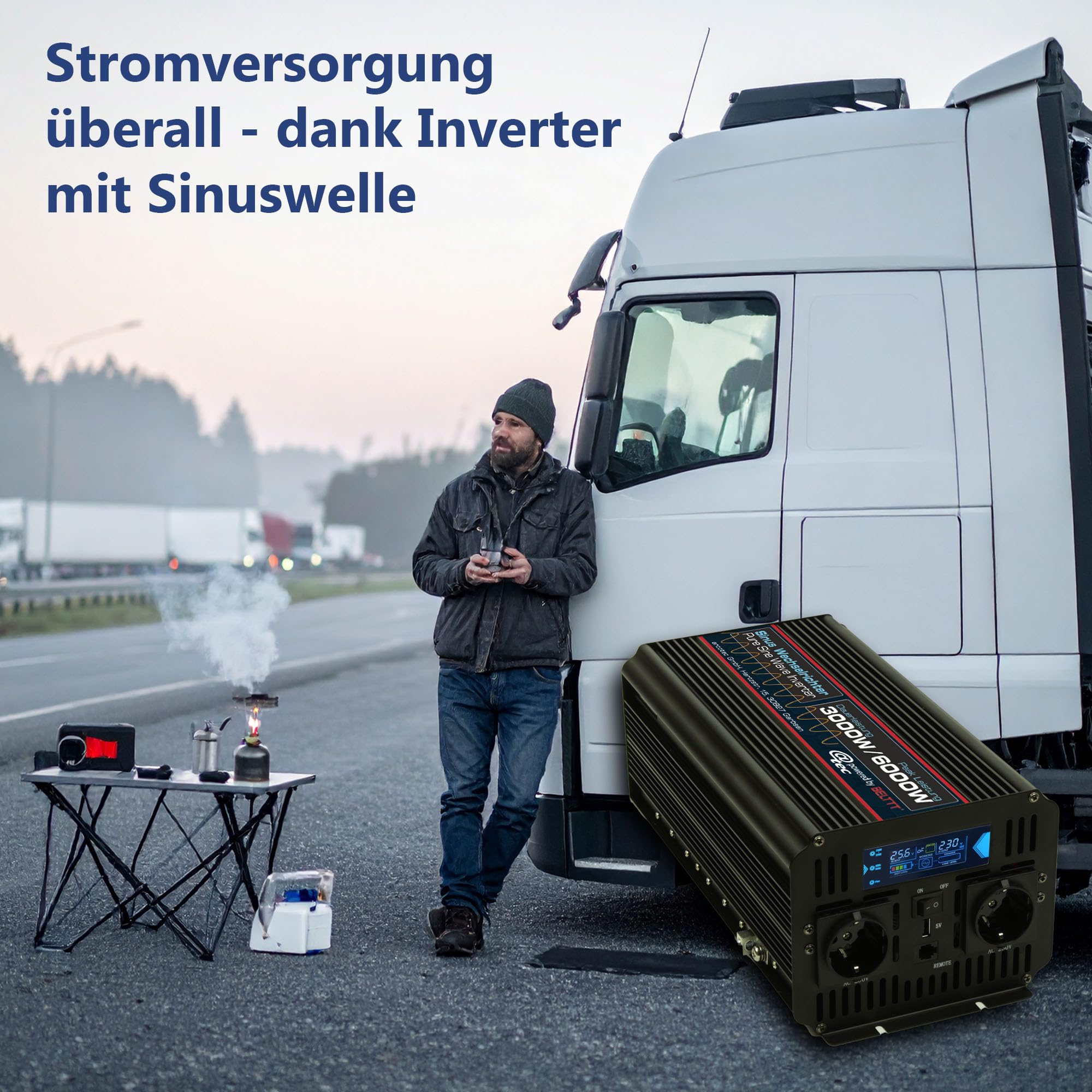 @tec Reiner Sinus Wechselrichter Spannungswandler Inverter 3000W - Peak Leistung 6000W - 24V auf 230V