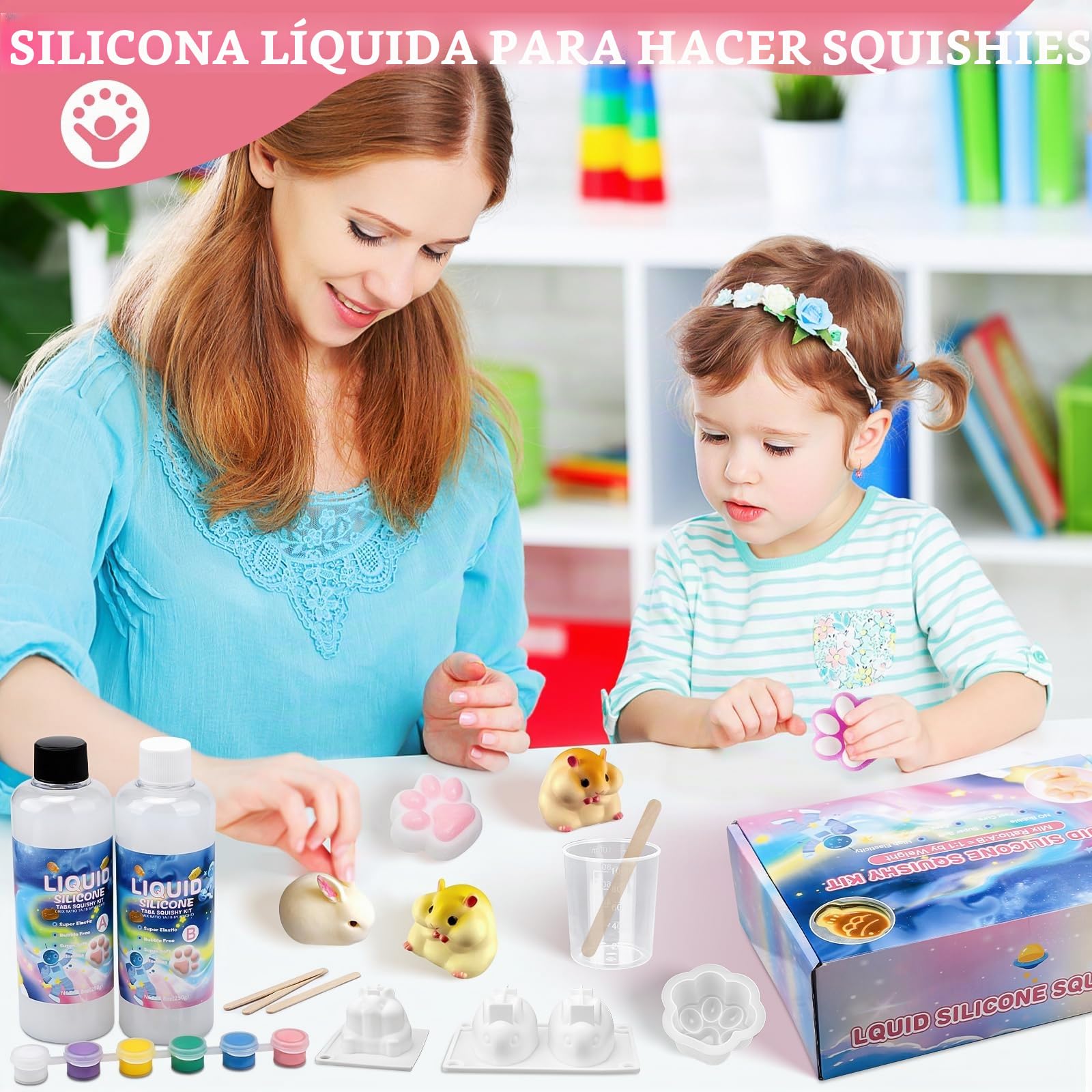 Silicona líquida para Taba Squishy, 500 g, proporción 1: 1, mezcla de goma de silicona supersuave, kit de manualidades para aliviar el estrés, amantes de los gatos y aficionados a hámsters, creativos