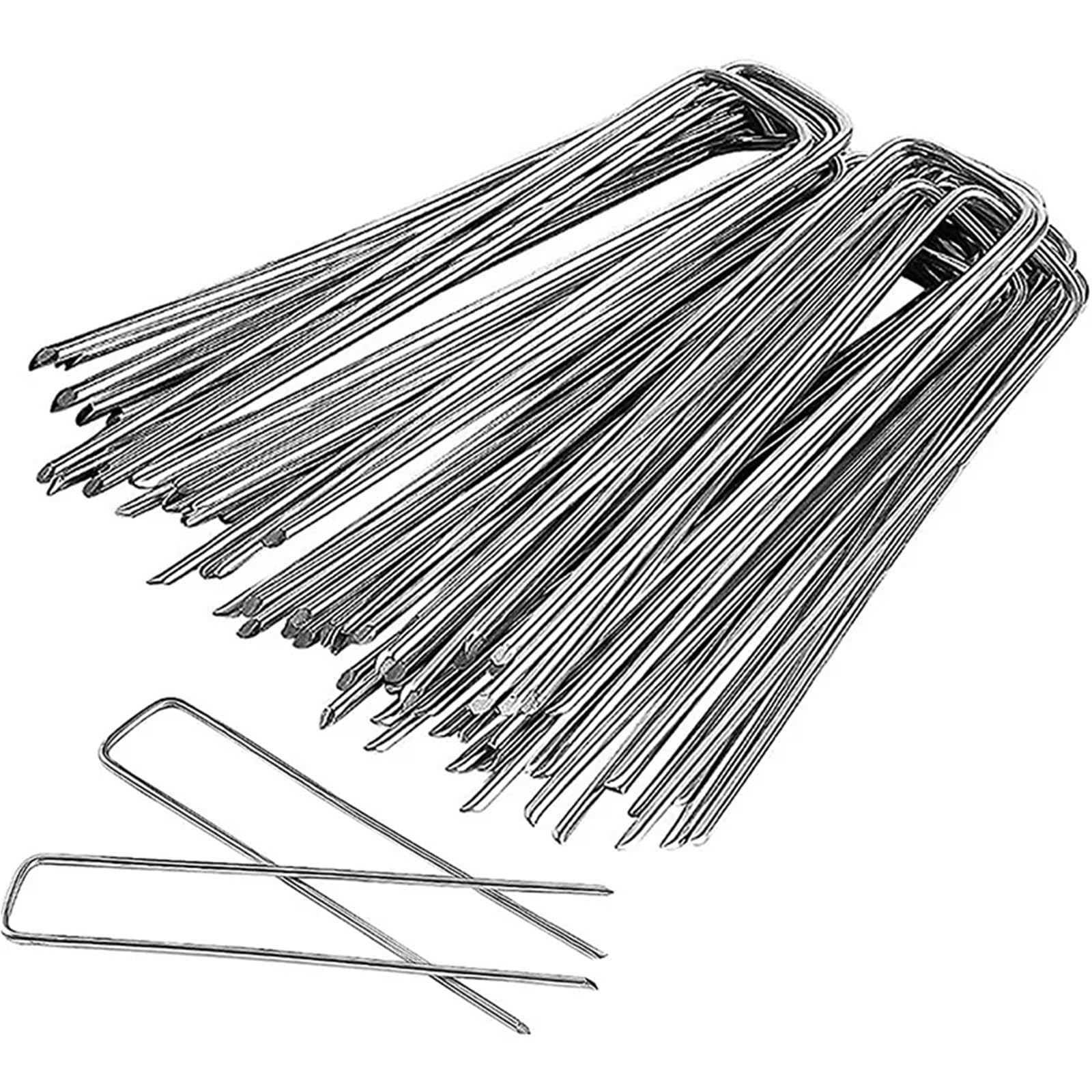Picchetti da Giardino con Punta di Fissaggio a Forma U 200 Pezzi for perni Ancoraggio for zolle, Tubi irrigazione in Tessuto Che tengono la barriera del Prato per Giardini(4x10x0.3cm)