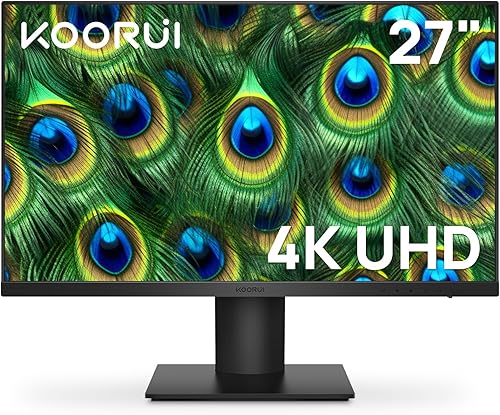 KOORUI - Monitor 4K de 27 pulgadas, 3840 X 2160, UHD, monitor para juegos, IPS con VESA, HDR10, 90 % DCI-P3, HDMI, DisplayPort, negro, N07