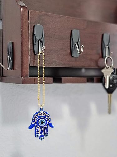 Miniatura 7 de LUCKBOOSTIUM Hamsa - Amuleto de mano de buena suerte y protección azul, blanco y negro, para colgar contra el mal de ojo, accesorios para espejo de