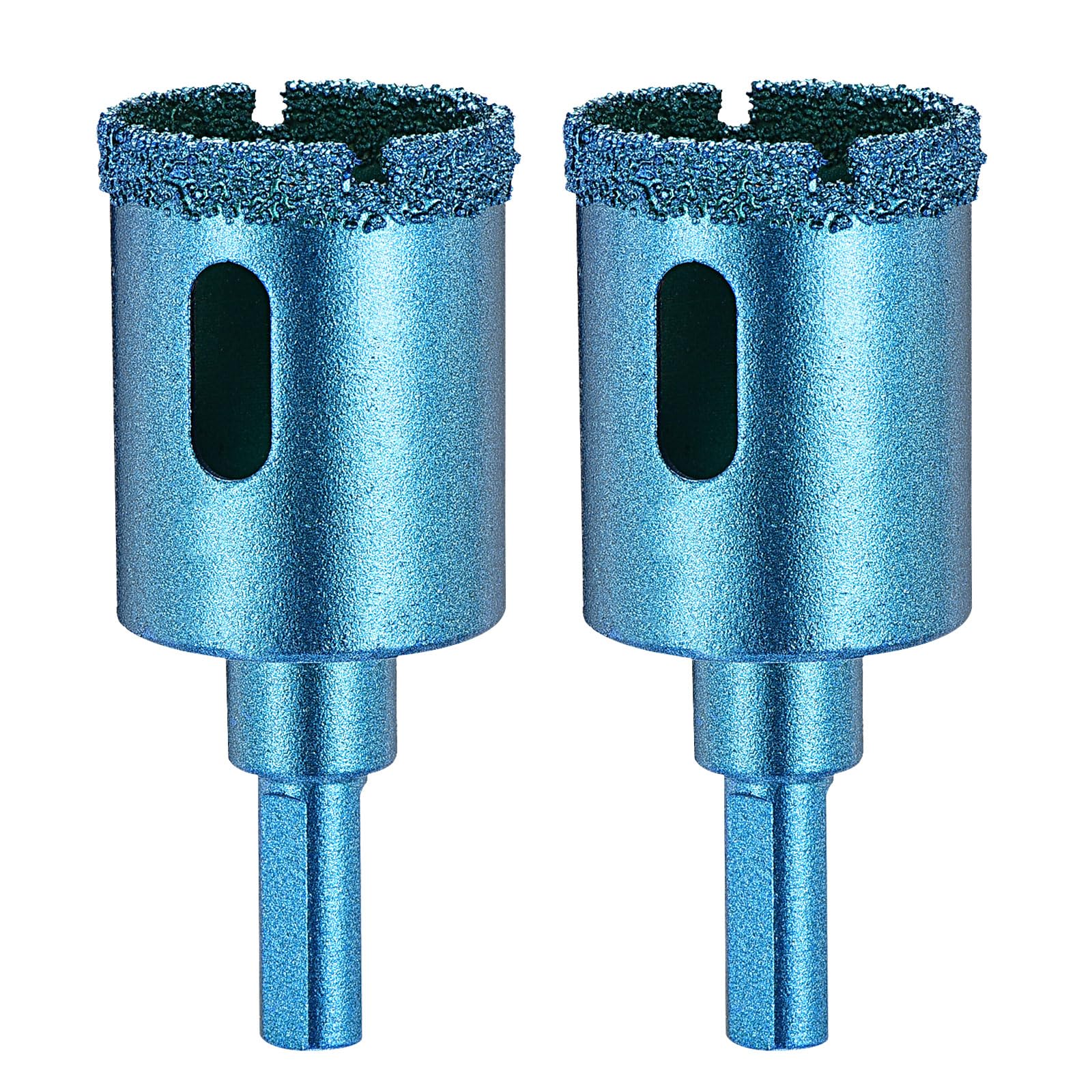 PATIKIL 2Pcs 1-1/8" Diamond Hole Saw 28mm Diamond Tip Hole Cutter 3-Flat Shank for Hand Drilling Ceramic Porcelain Marble Tiles Stone Brick Hard Material - Blue