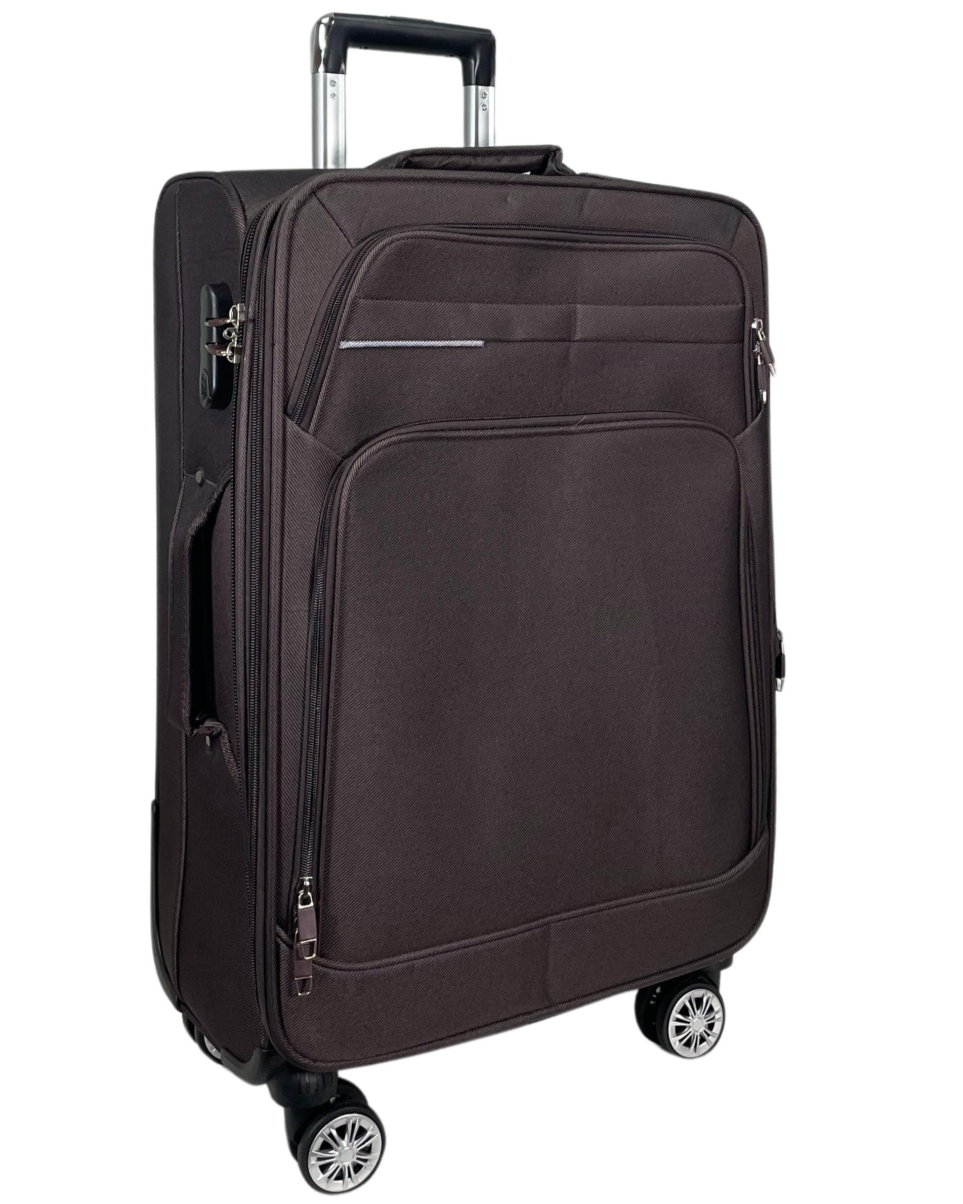MY TRAVEL BAG Koffer handbagage stof rolkoffer reiskoffer trolley uitbreidbaar met dubbele wielen (M/L/XL/XXL of set van 4) zachte bagage, lila, Handgepäck (55cm