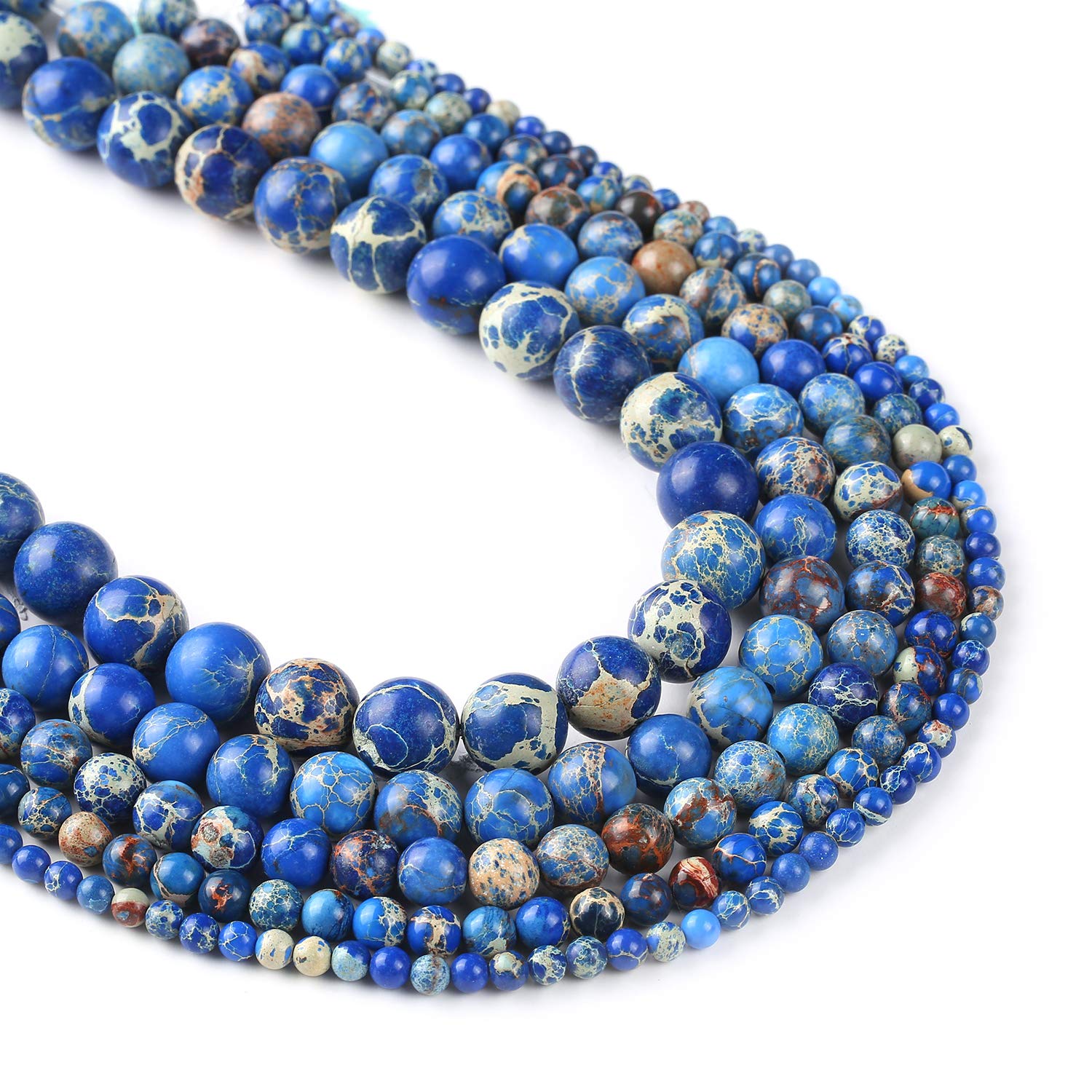 Rosebeading Dark/Blue 12Mm Sea Sediment Jasper Beads, Round Gemstones, Full Strand 15"