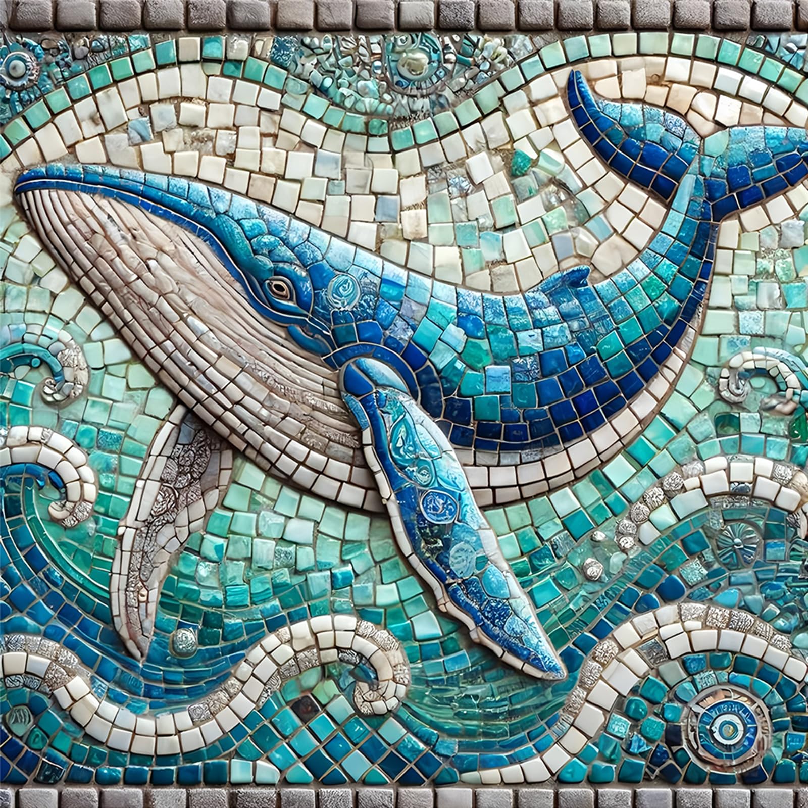 POETRYDRAW Dolphin Full DIY 5D Round Drill Gem Art Diamond Art Painting Kits for Adults/Beginners Gift Idea Home Decor Diamond Art Kits 15.75x15.75 in (Dolphin)