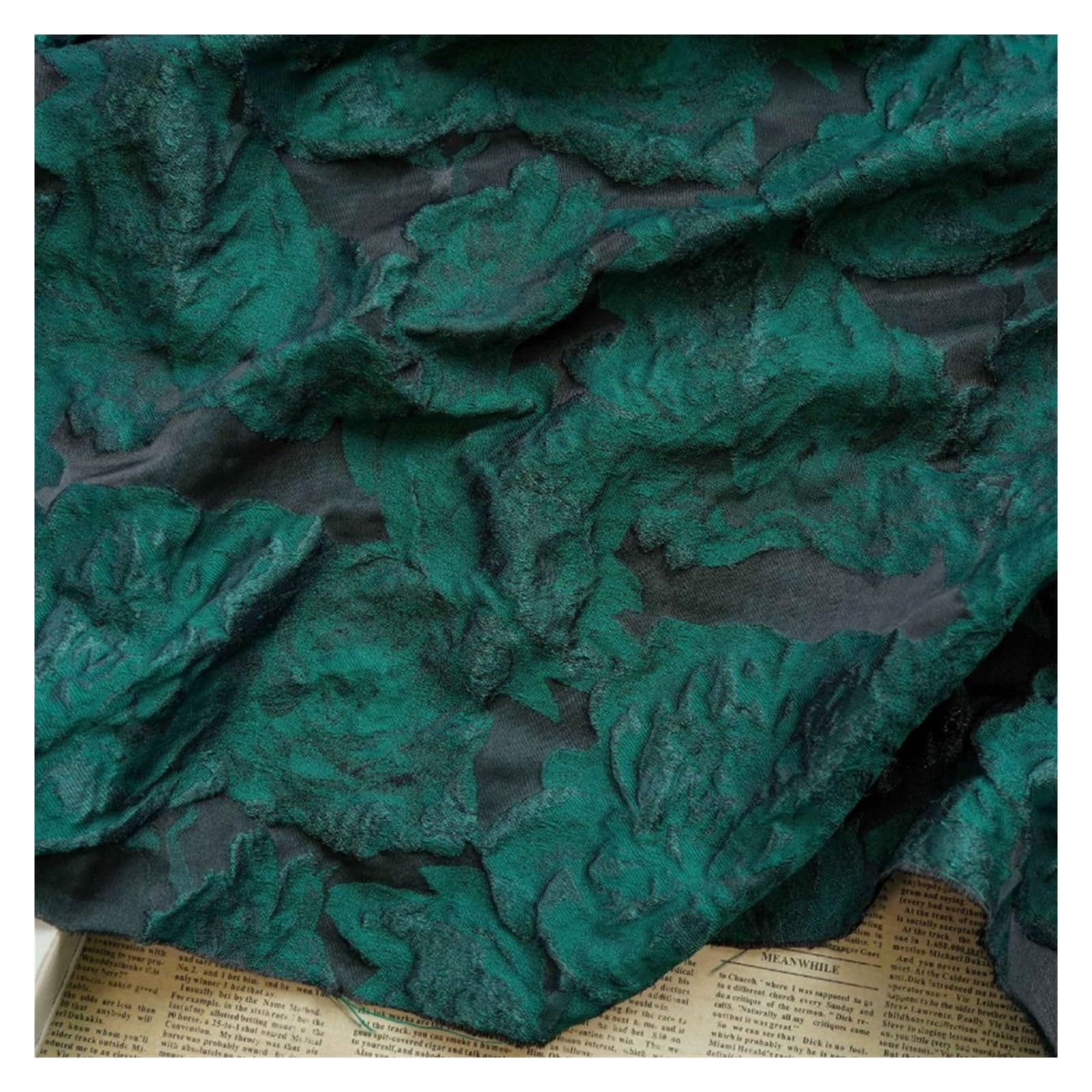 Tissu satiné soyeux Tissu satiné deux tons Jacquard noir vert gaufré for rideau de robe DIY texturé 1 mètre