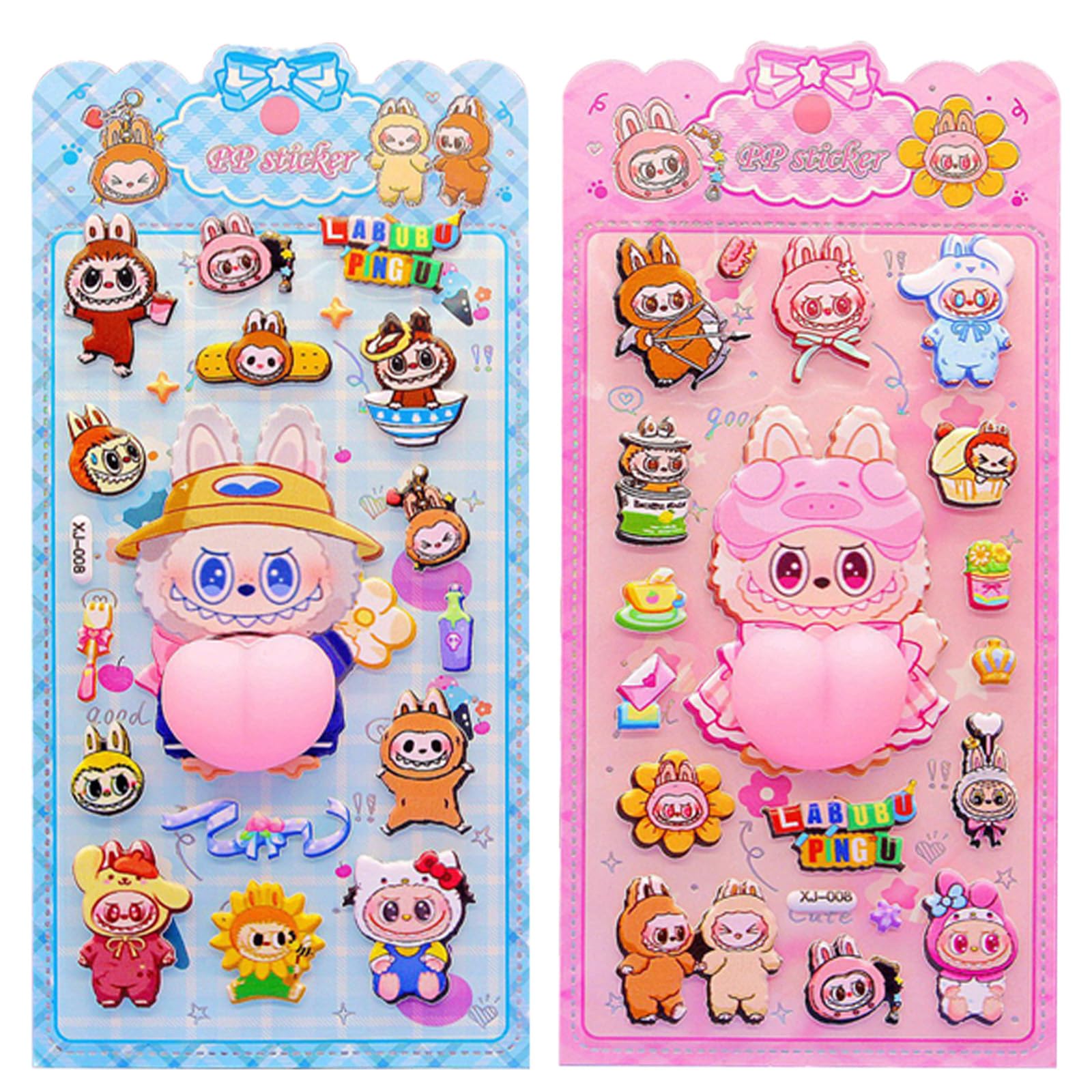 【2枚セット】おしりぷにぷにシール 3dシール ぷくぷく かわいい スマホケース飾り 手帳用 DIY用 3D立体 可愛い マシュマロ 泡ステッカー 子供 女の子 手帳/水筒/スマホケース/アルバム飾り用 （LBB2）