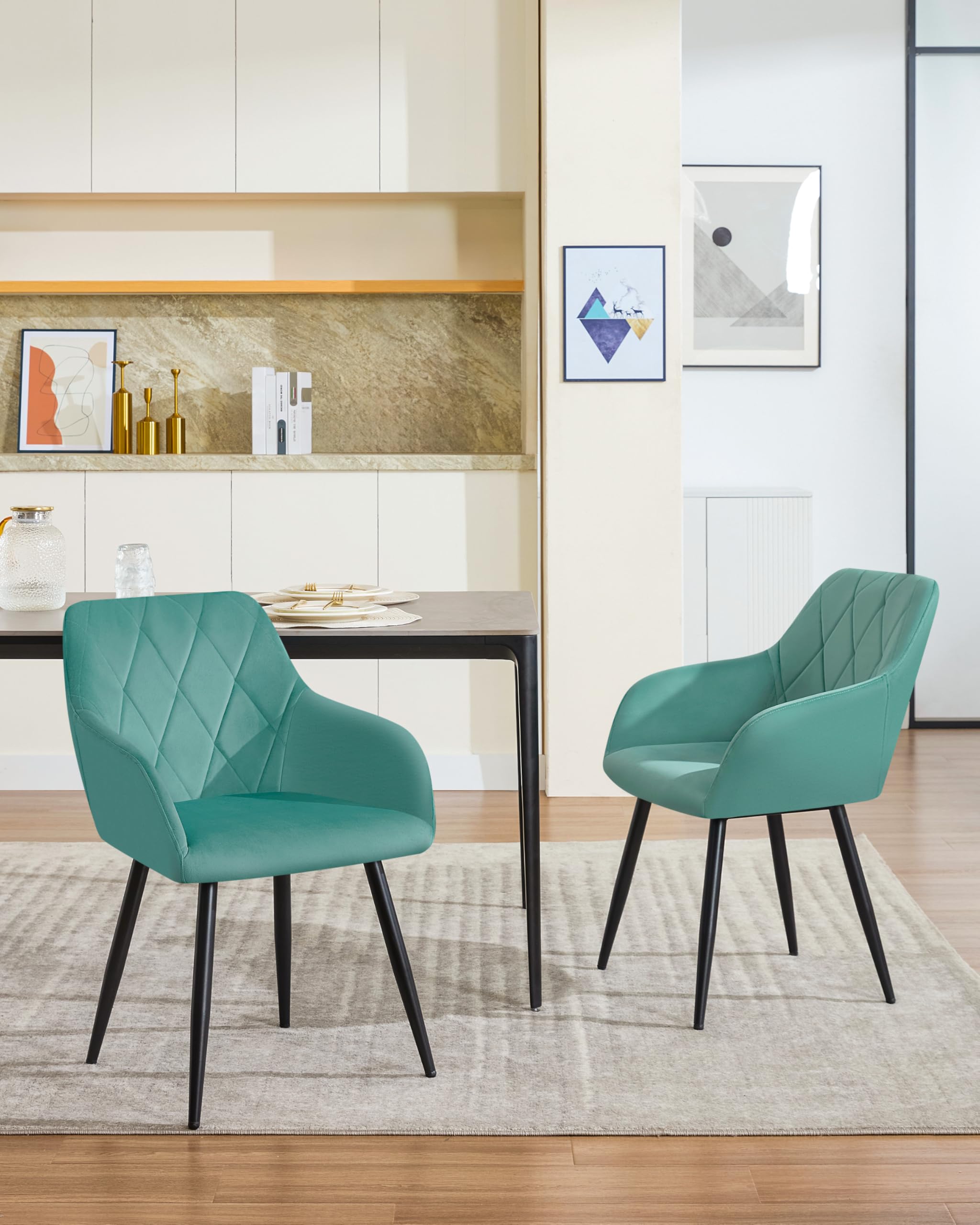 WOLTU Sillas de Comedor,Terciopelo,Turquesa