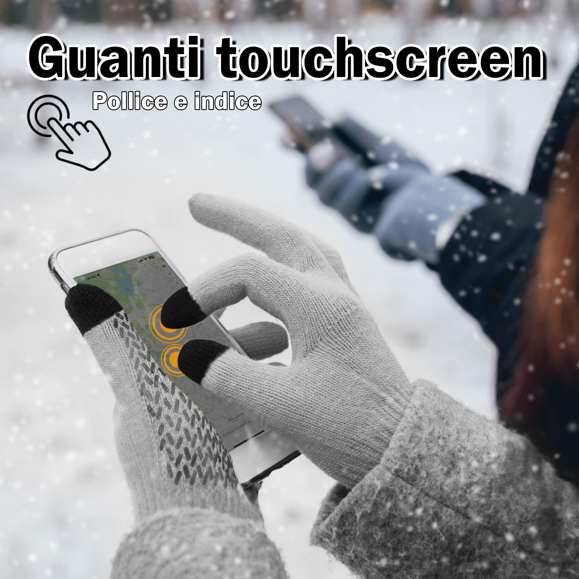 ineepor Guanti Invernali Uomo Donna Guanti Touch Screen Doppi Guanti In Lana Fodera In Pile Termici Antiscivolo Corsa Neve Guida Ciclismo Sportivi