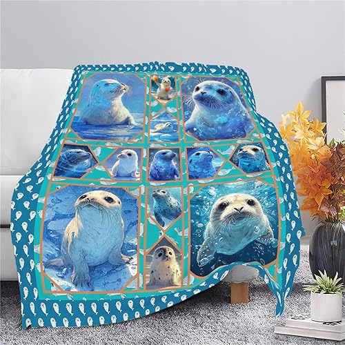 Miniatura 4 de Manta con sello de océano, regalos para niños, niñas, niños, adultos, mujeres y hombres, suave, acogedora, cálida, esponjosa, mullida, de forro