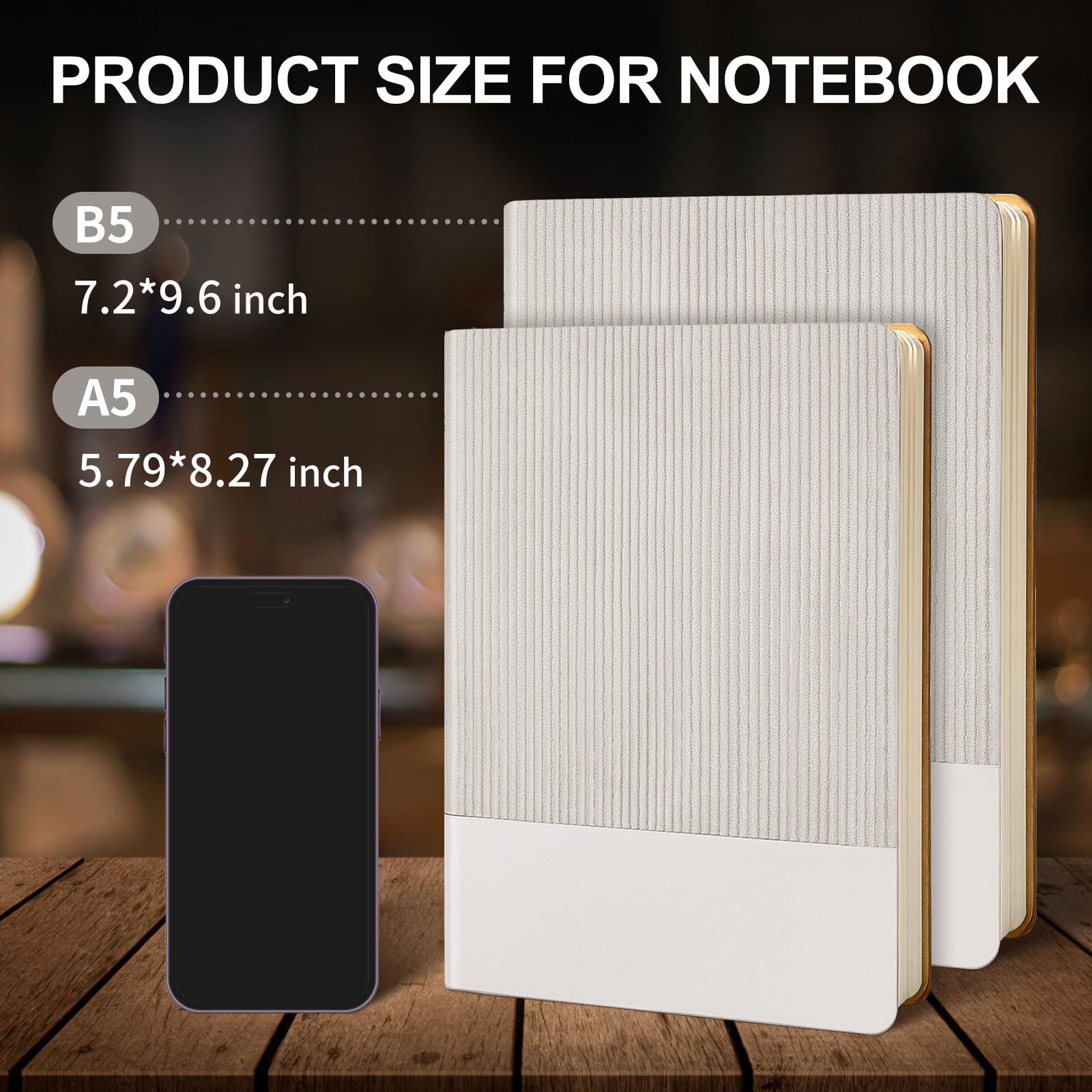 TSFPapier Notizbuch mit gepunktetem Lineal, A5, 80 Blatt/160 Seiten, 100 g/m² dickes Papier, Hardcover, Leder, Tagebuch, Notizbuch für Damen, Herren, Arbeit, Büro, Schule, Schreiben, 14 x 21 cm, Grau