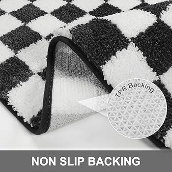 SIMPLE LIFE 浴室用マット チェック柄 Amazon.com: Sivilife Checkered Round Bathroom Rugs, Machine