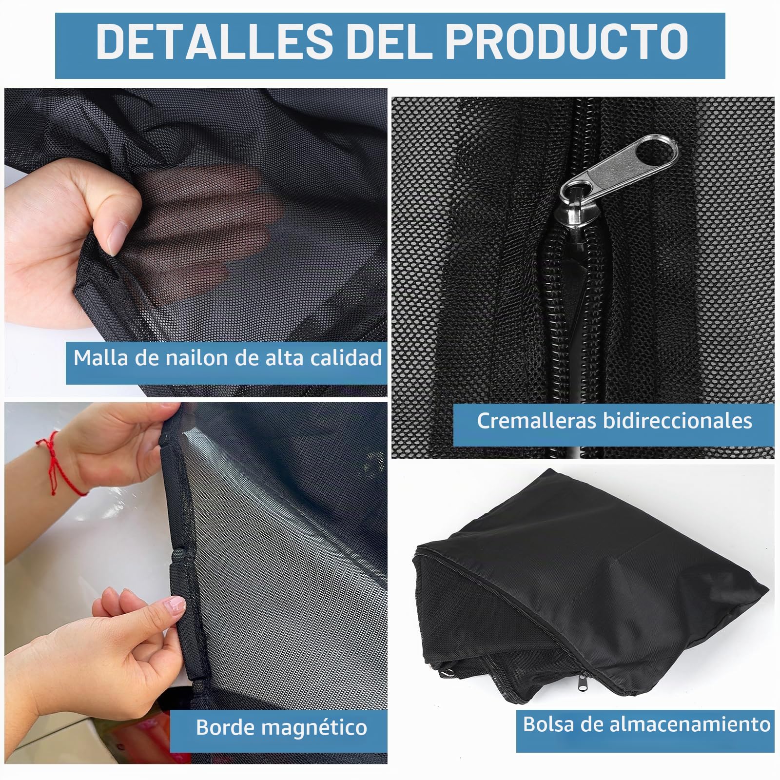 lalago Red de Malla del Portón Trasero del Coche, Magnética Mosquitera Pantalla para Maletero de Coche para Puerta con Cremallera Negro para SUV MPV Furgoneta Camping Ventana Trasera