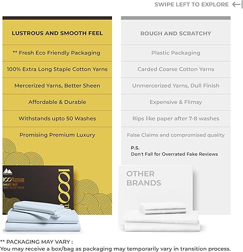 Miniatura 42 de Mayfair Linen Sábanas 100% de algodón egipcio tamaño Queen – Juego de sábanas de 1000 hilos de algodón egipcio tamaño Queen, 6 piezas, color rubor