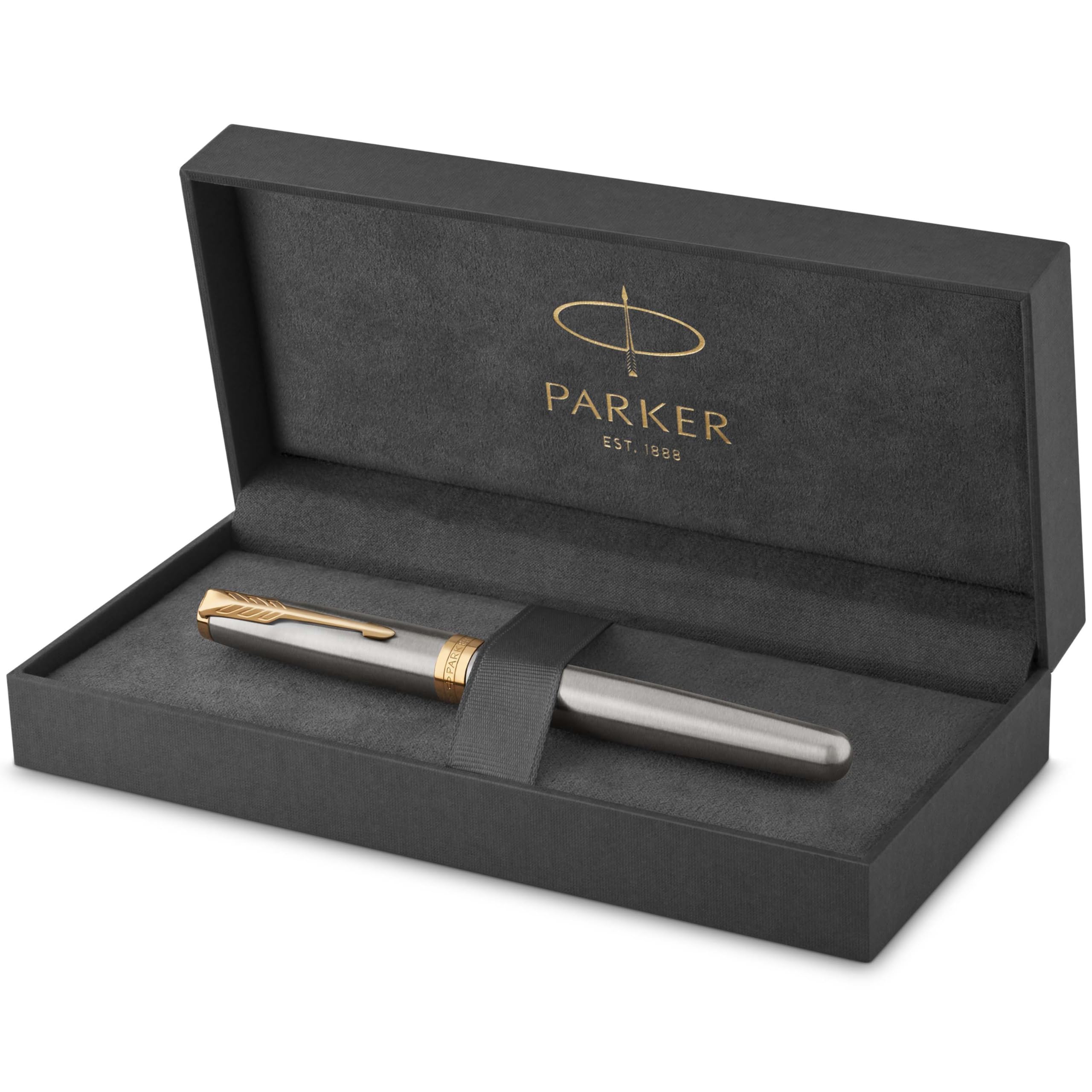 Sonnet Fountain Pen | Stainless Steel with Gold Trim | Medium Nib | Gift Box