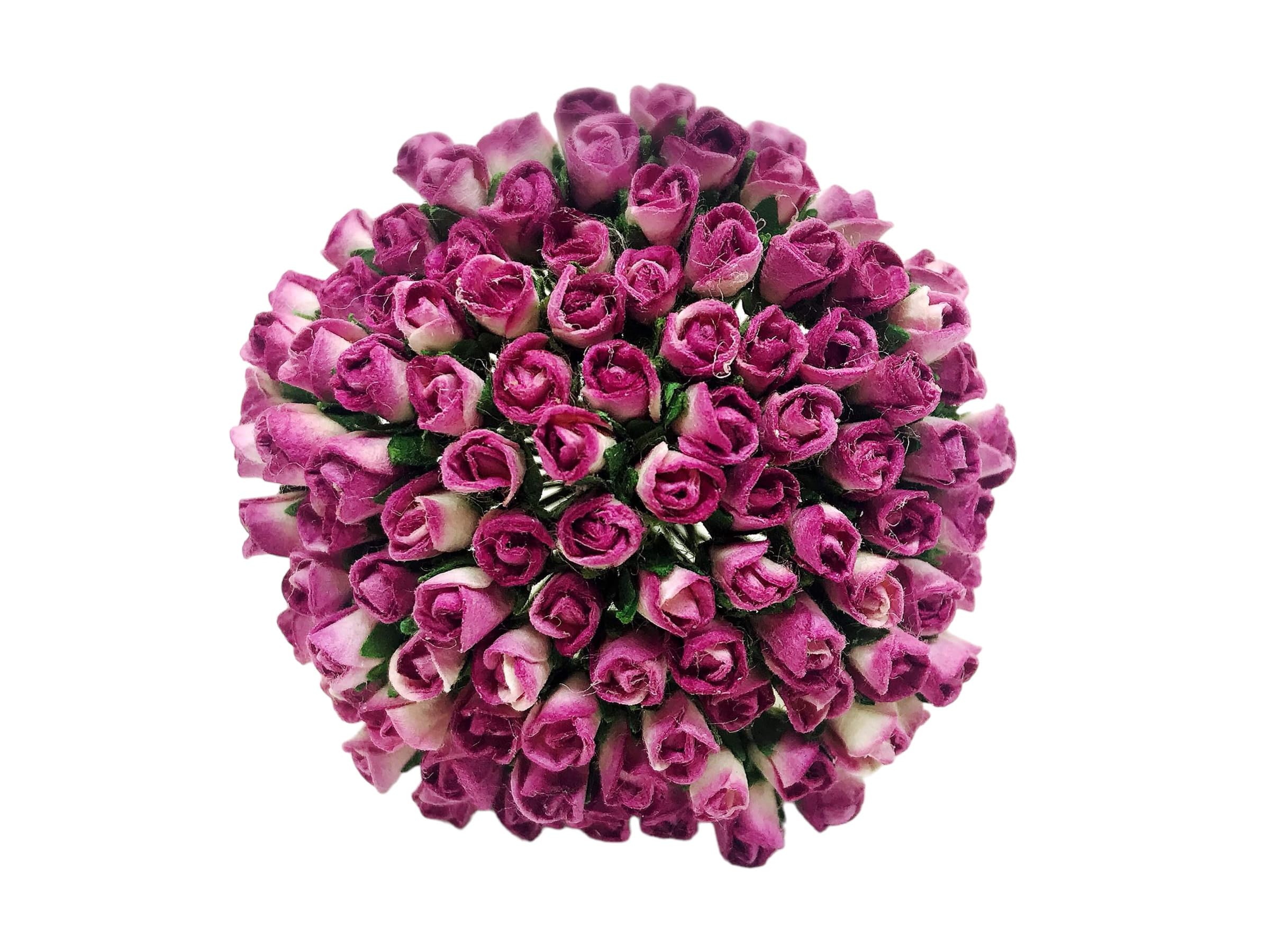 PL Zestaw 100 małych pąków róży, z papieru morwy, kwiat, róża, rękodzieło, ręcznie robiony, rozmiar ślubny, 0,4 cm, bardzo mały album do scrapbookingu, do wielu projektów rękodzielniczych (537-magenta