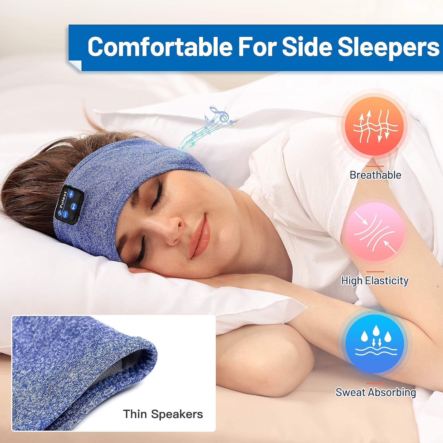 Perytong Sleep Headphones Bluetooth Headband, Sports Bluetooth Headband Headphones with Thin Speakers, Sleep Earbuds, Sleeping Headphones for Workout Running Yoga Nap, Gift for Men and Women