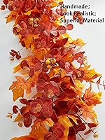 Vista 3 de Decoraciones de Acción de Gracias, decoración de otoño, guirnalda de otoño, guirnalda de hojas de arce de otoño de 9 pies para colgar