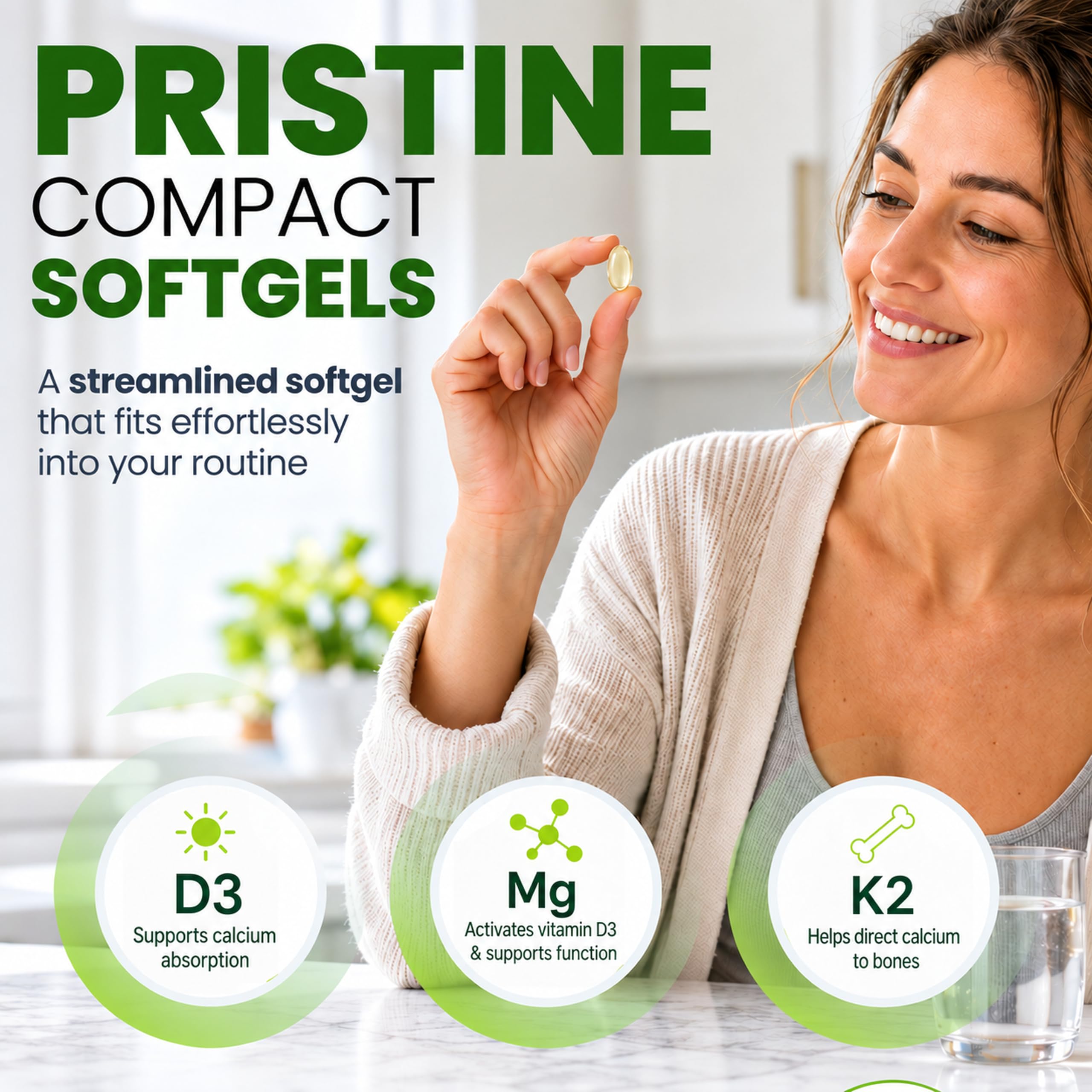 Vitamin D3 + K2 2000 IU MK-7 Magnesium Glycinate 120 Softgels Oil — Amazon image 4