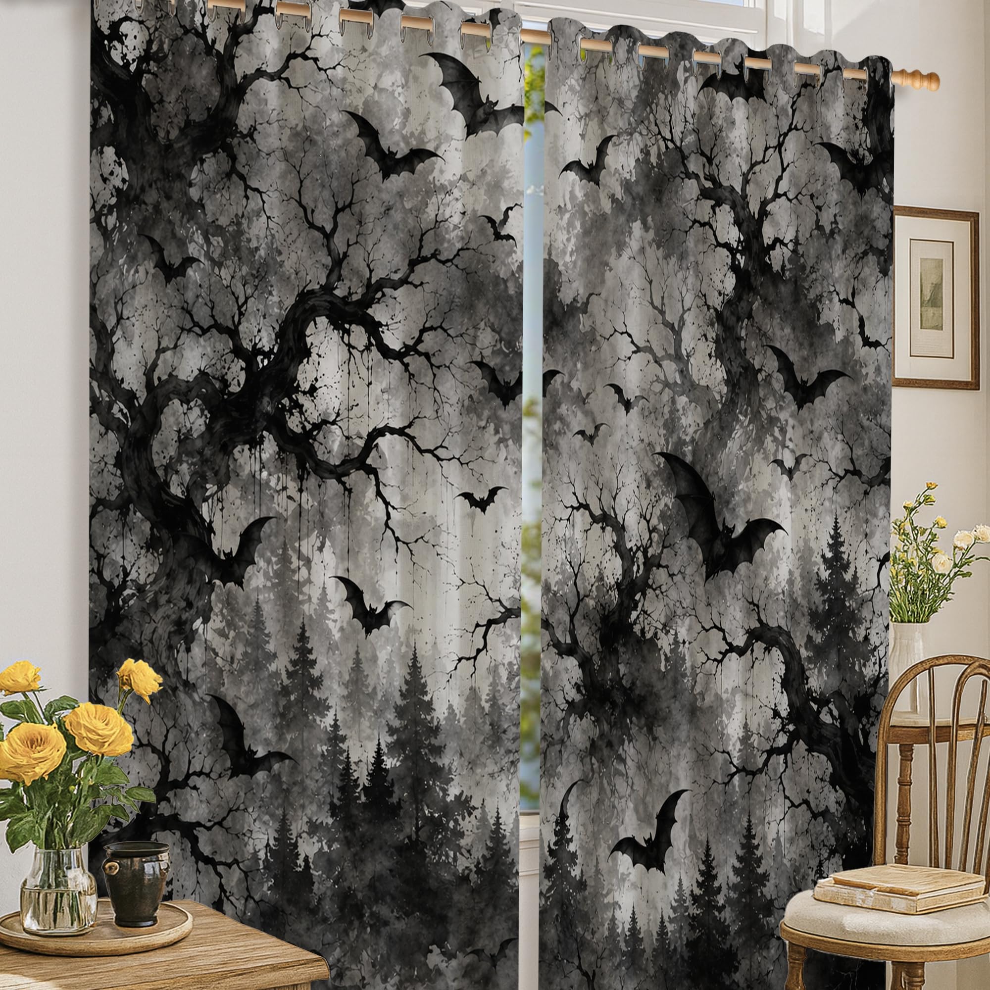 Rideaux occultants salon Halloween pour une ambiance cocooning et tamisee