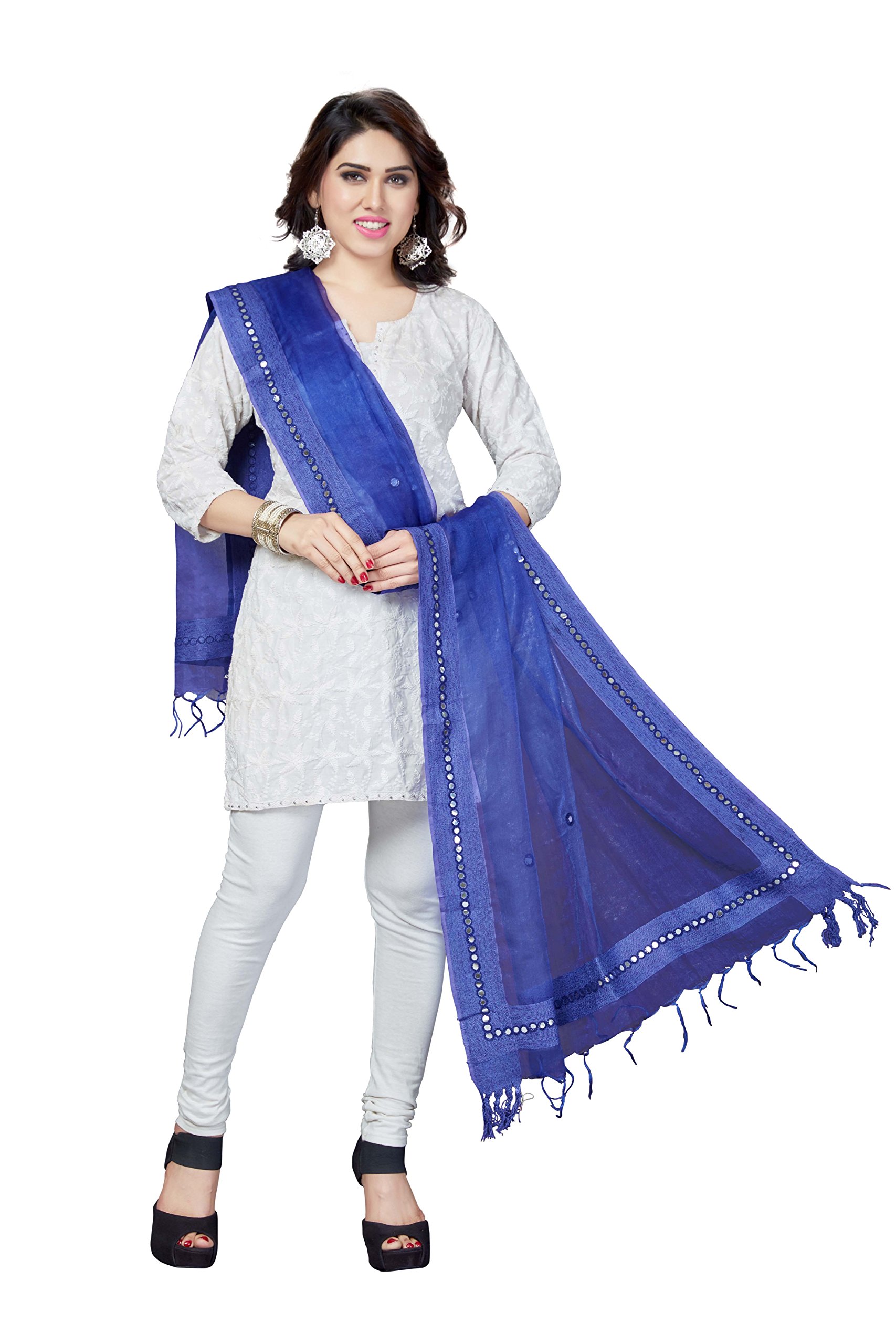 Rani Saahiba Women's Art Silk Dupatta (Skrdd1405, Royal Blue)