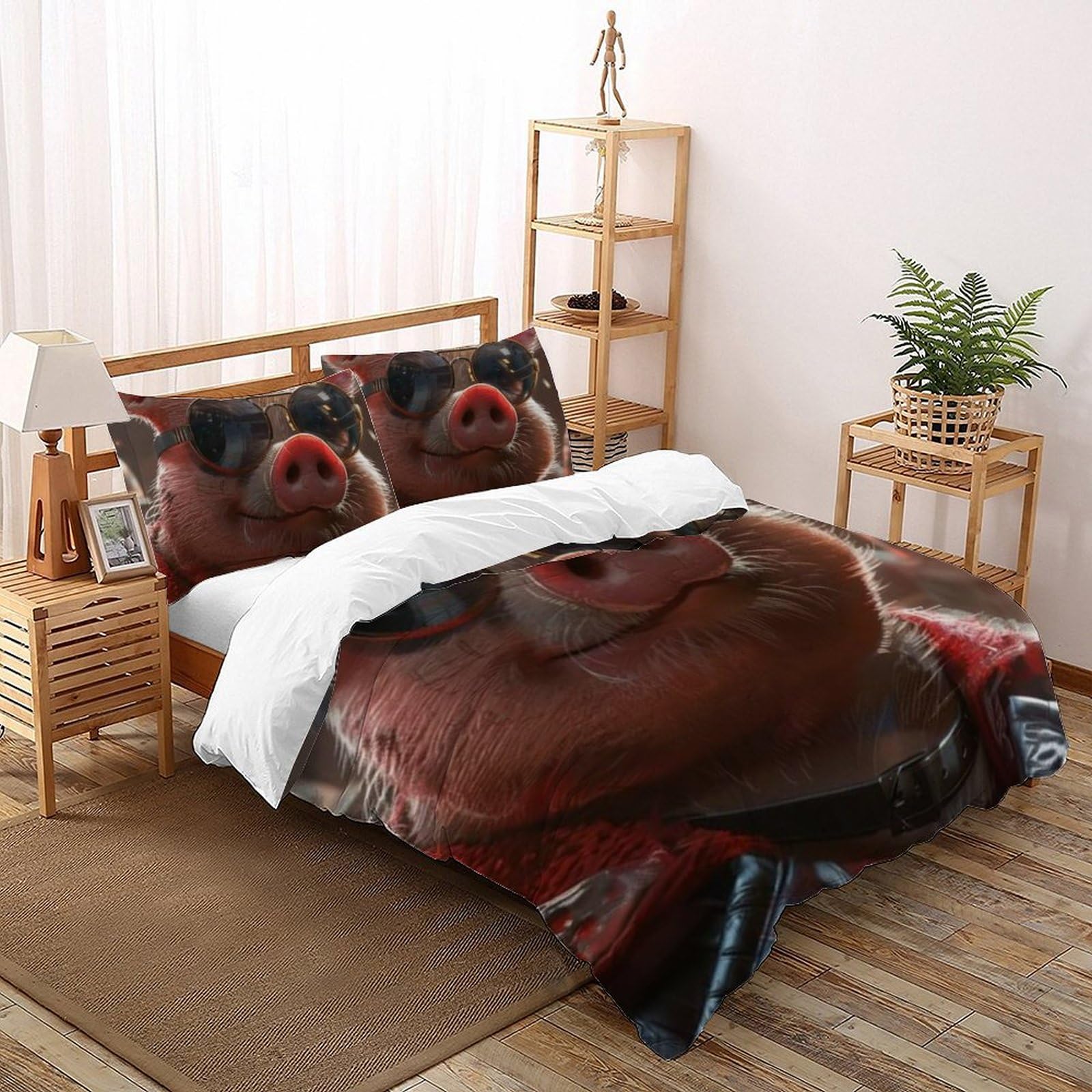 Housse de couette sanglier grand lit parure de lit microfibre facile à laver