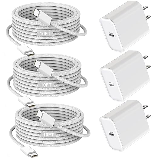 Fast Charger for iPhone 17/16/15 Charger,10FT Extra Long Fast Charging 3Pack Block USB-C to USB C Fast Charging Cable Cord for iPhone Air/17 Pro Max/iPhone 16 Pro/16 Plus/15 Pro Max,iPad Pro/Air/Mini