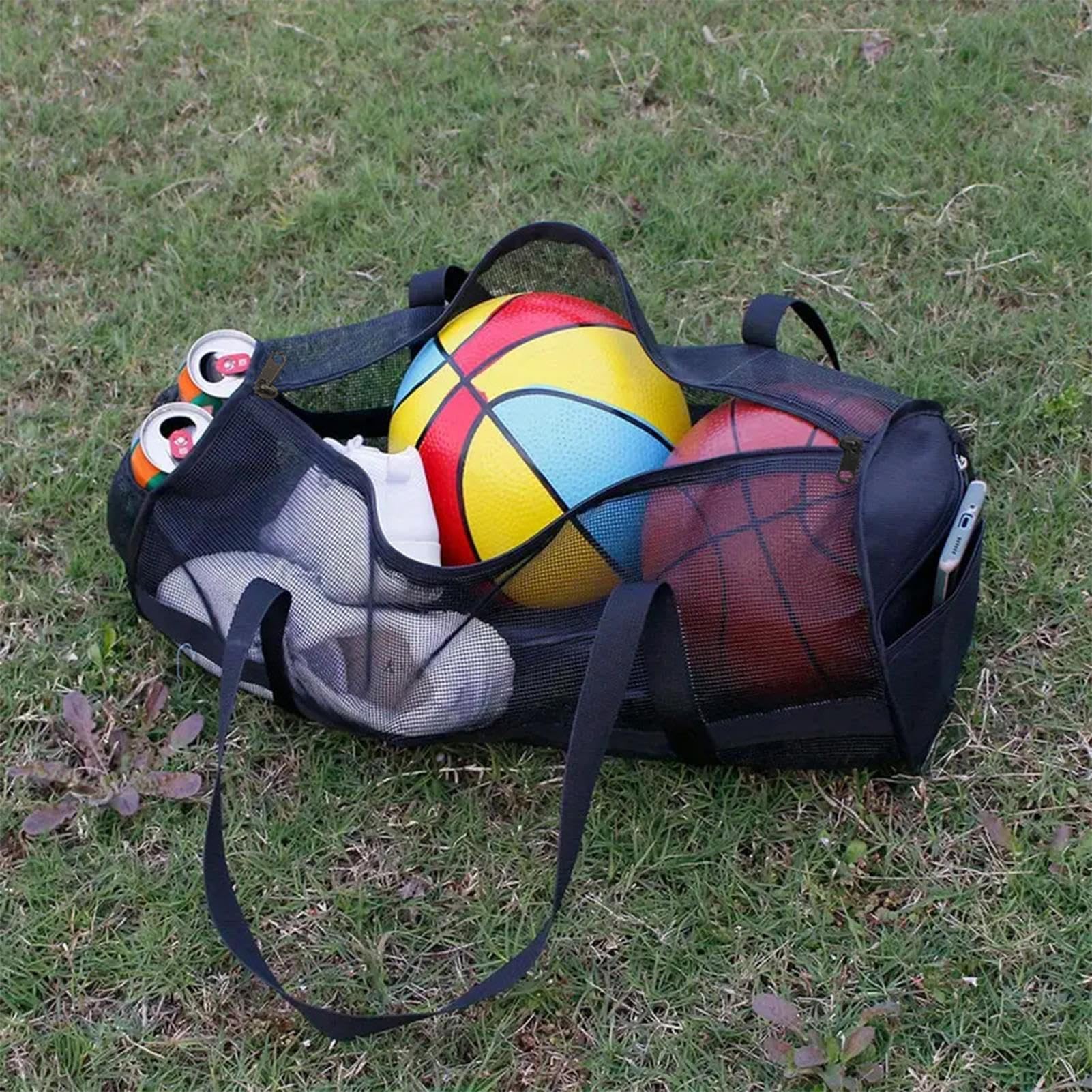 Generisch Extra große Netztasche, Tauchtasche aus Netzstoff, Faltbare übergroße Strandtasche mit verstellbarem Schultergurt, Netz-Reisetasche für Tauch und Schnorchelausrüstung