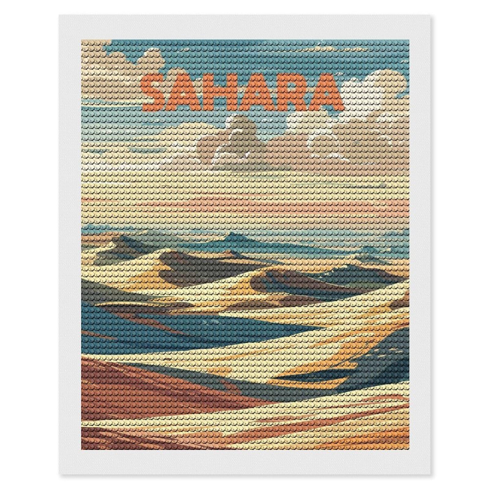 Junmoney Sahara Desert Landscape Art Diamond Art Canvas 16"x20", for Family Craft Time, Creative Leisure Activity, Living Room Decor, Festive Craft Gift