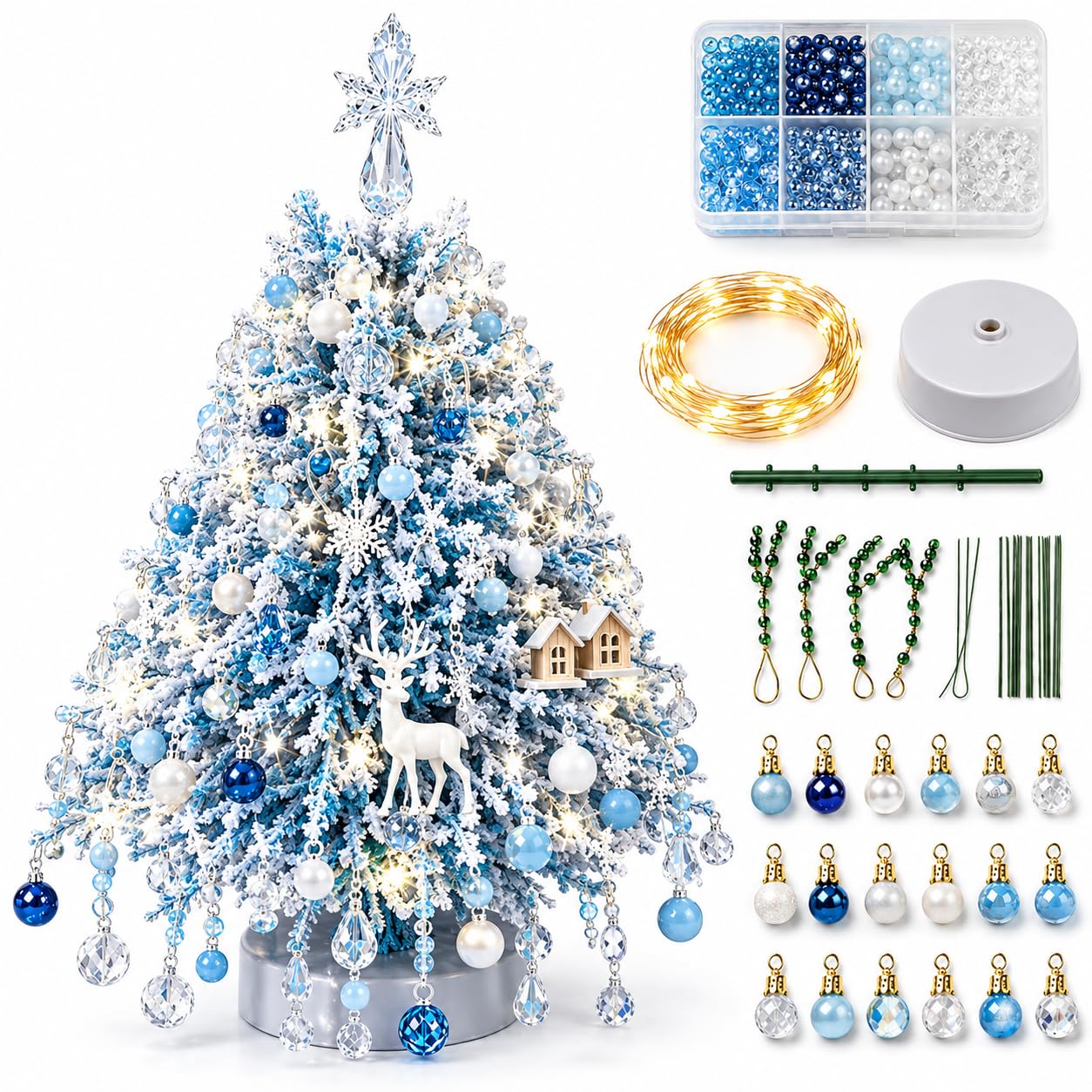 Crystal Christmas Tree Beading Kits, Crystal LED Light Up Ornament Craft
