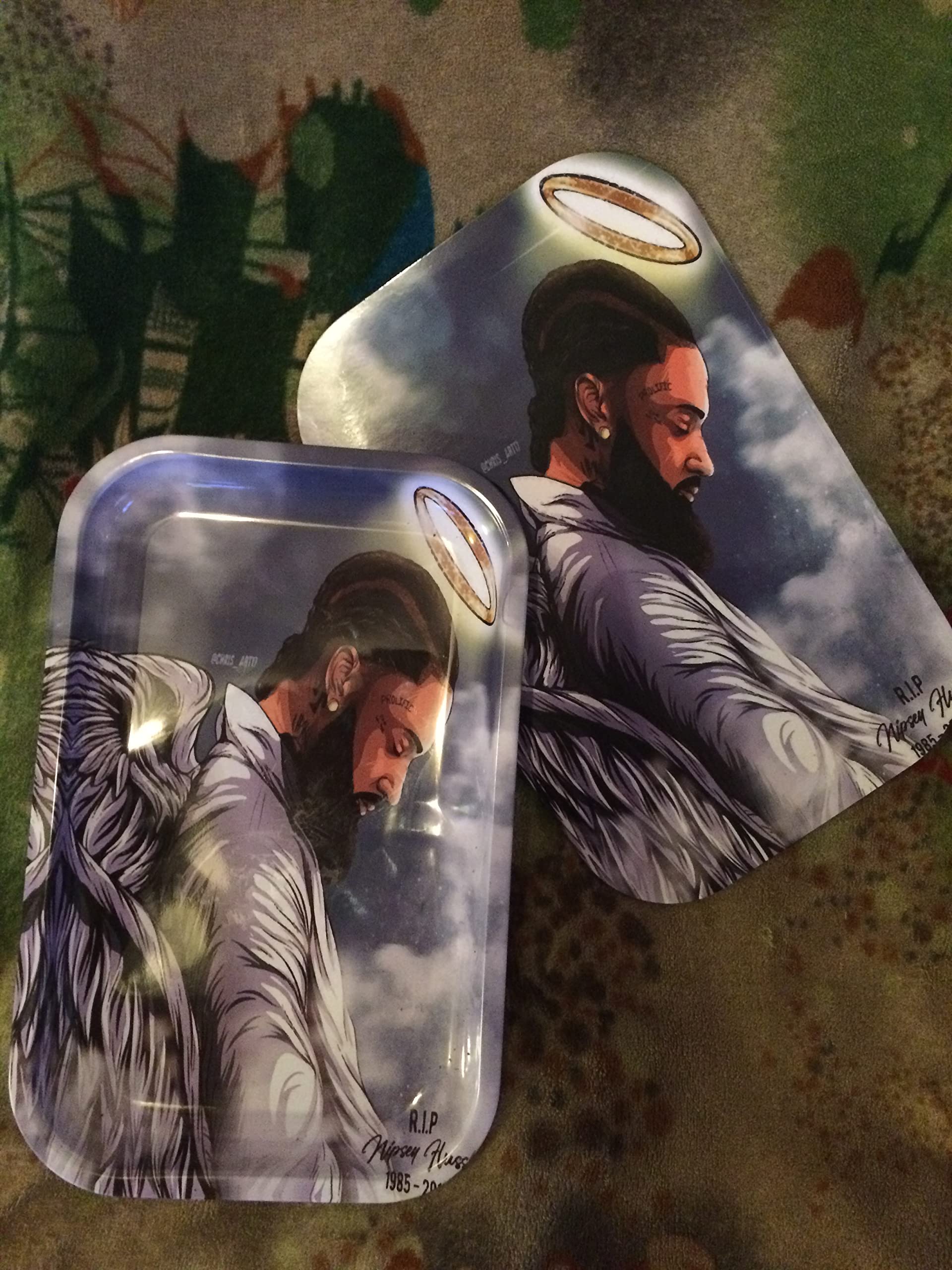 Hussle Large Premium Metal Rolling Tray with Magnetic Lid 11 x 7.3 x 1.5 inches Perfect Backpack Size For On The Go!