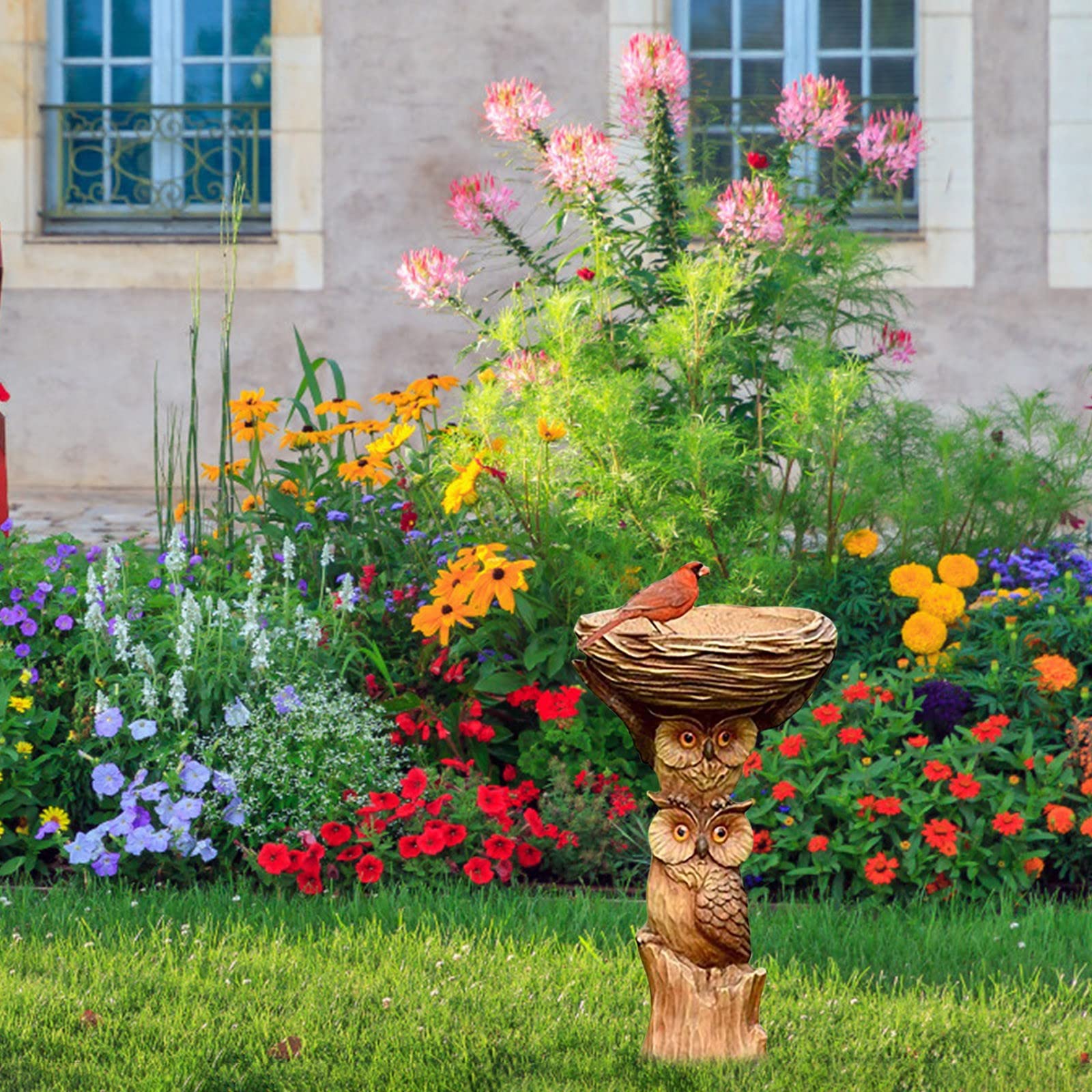 Rebirthsame Bain D'oiseaux En Style Hibou, Hibou En Résine